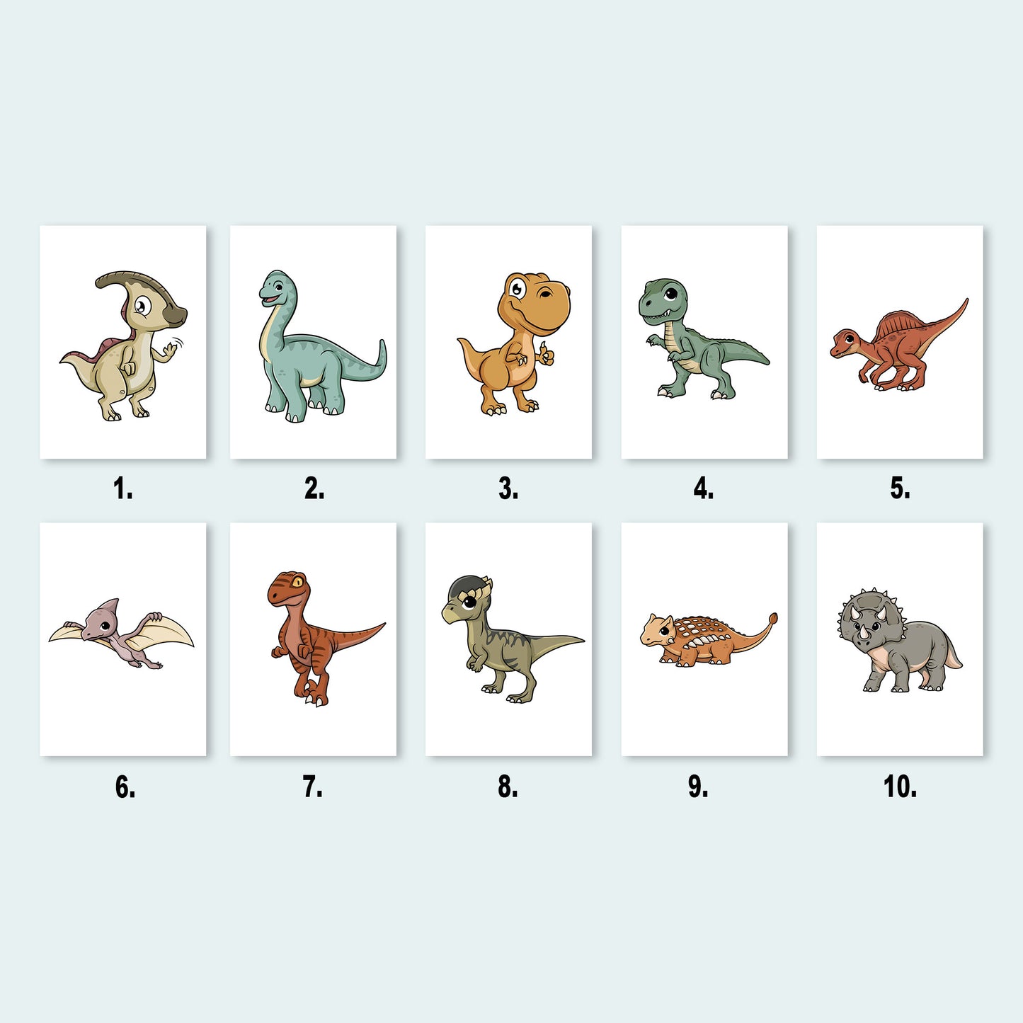 Personalised Dinosaur Theme Nursery Prints