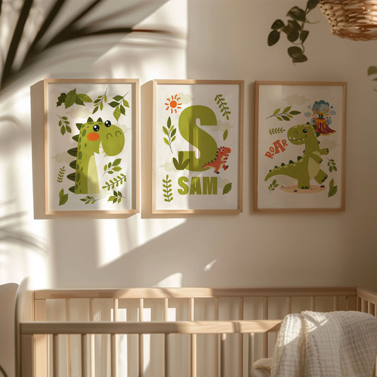 Personalised Set of 3 Dinosaur Prints