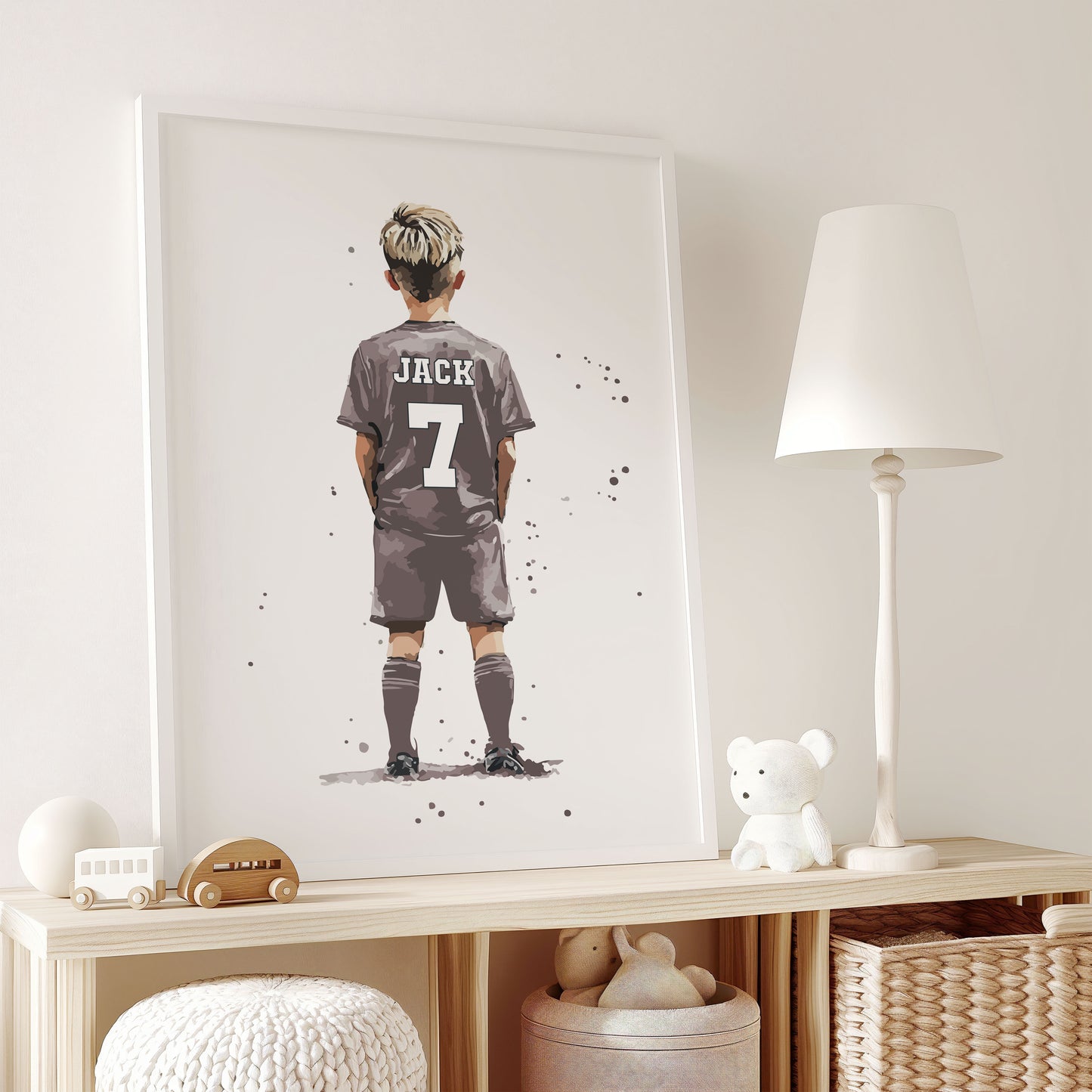 Football Wall Art Prints Personalised Football Prints Boys Bedroom Decor, Kid Bedroom Football Decor, Football Shirt Name Print,Son Boy Gift