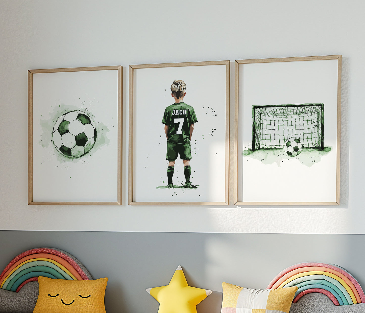 Football Wall Art Prints Personalised Football Prints Boys Bedroom Decor, Kid Bedroom Football Decor, Football Shirt Name Print,Son Boy Gift