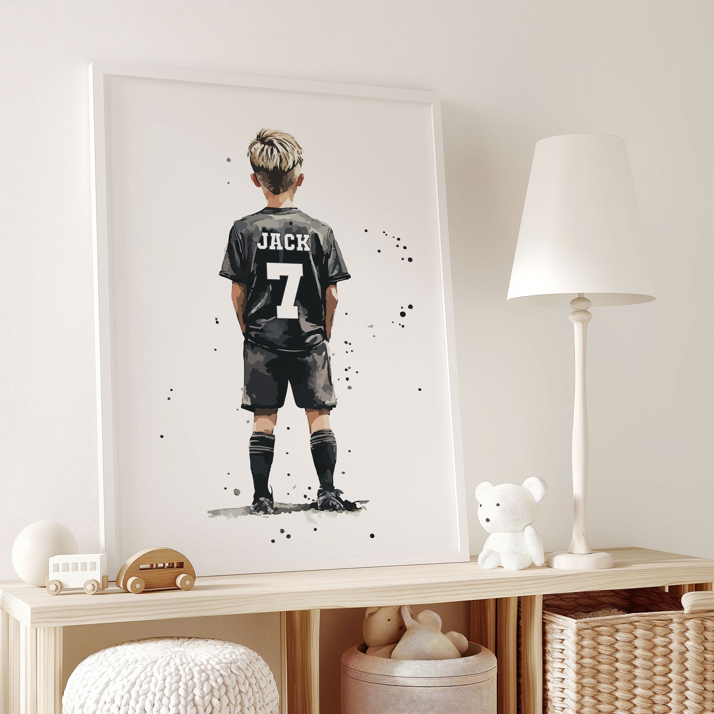 Football Wall Art Prints Personalised Football Prints Boys Bedroom Decor, Kid Bedroom Football Decor, Football Shirt Name Print,Son Boy Gift