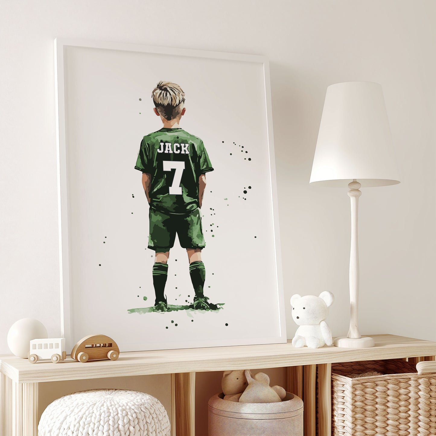 Football Wall Art Prints Personalised Football Prints Boys Bedroom Decor, Kid Bedroom Football Decor, Football Shirt Name Print,Son Boy Gift