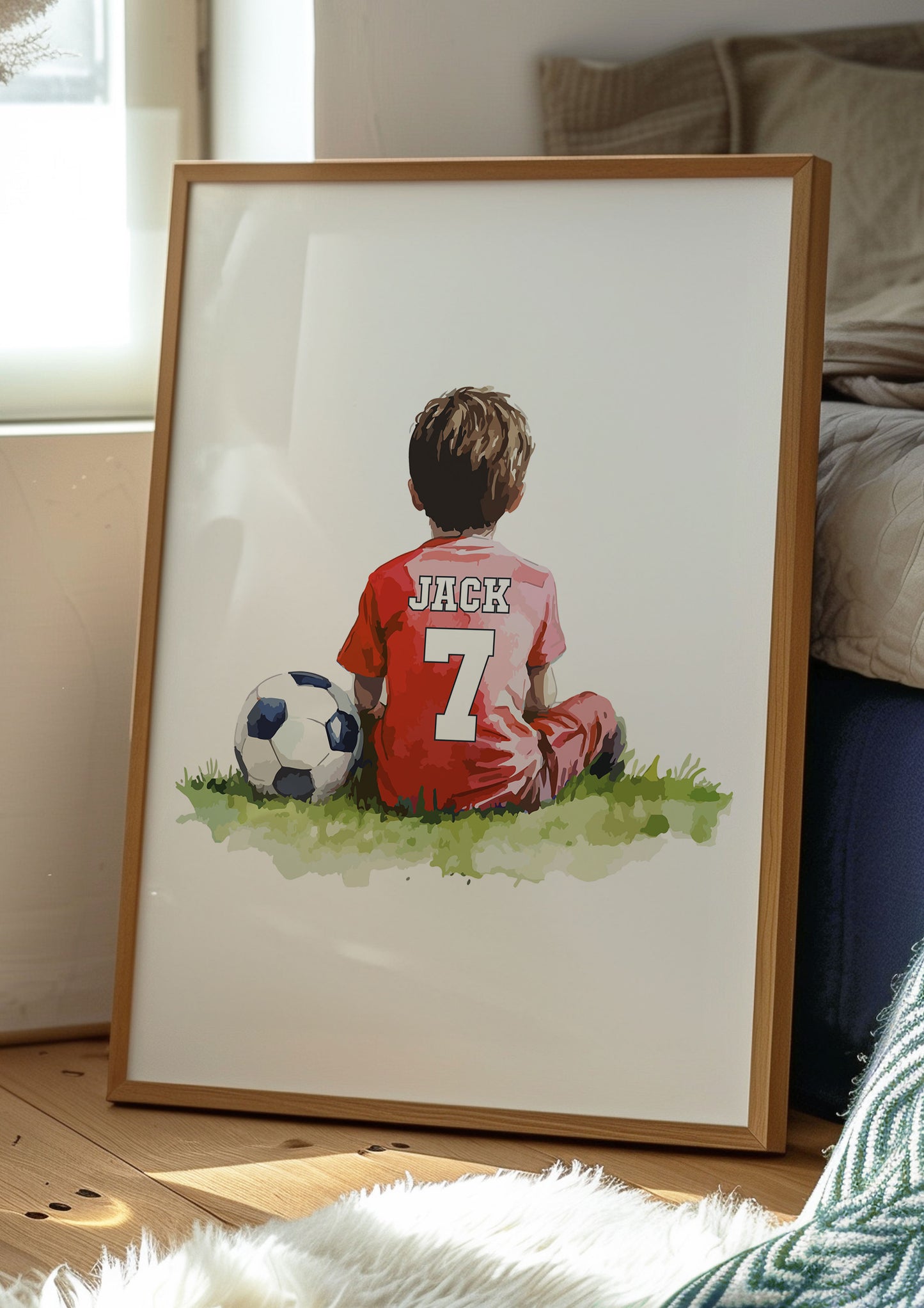 Personalised Sitting Footballer Boys Bedroom Football Decor