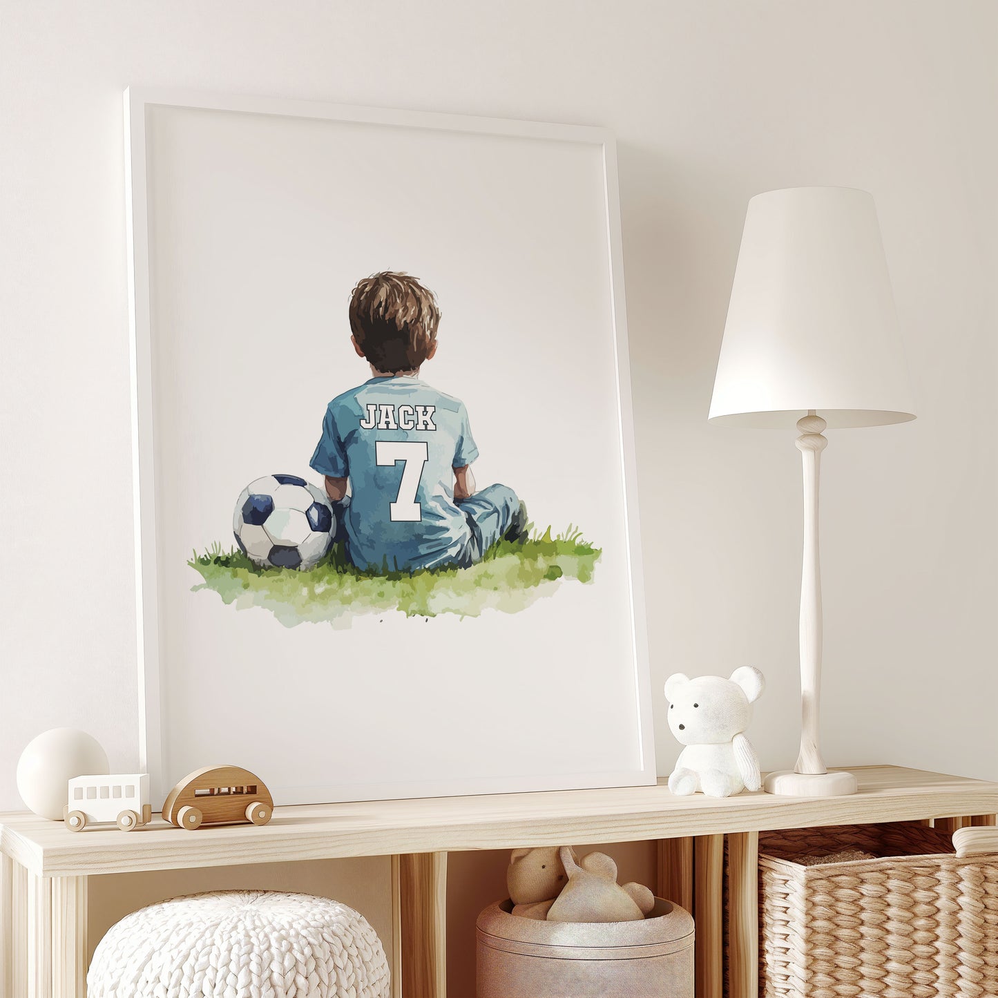 Personalised Sitting Footballer Boys Bedroom Football Decor