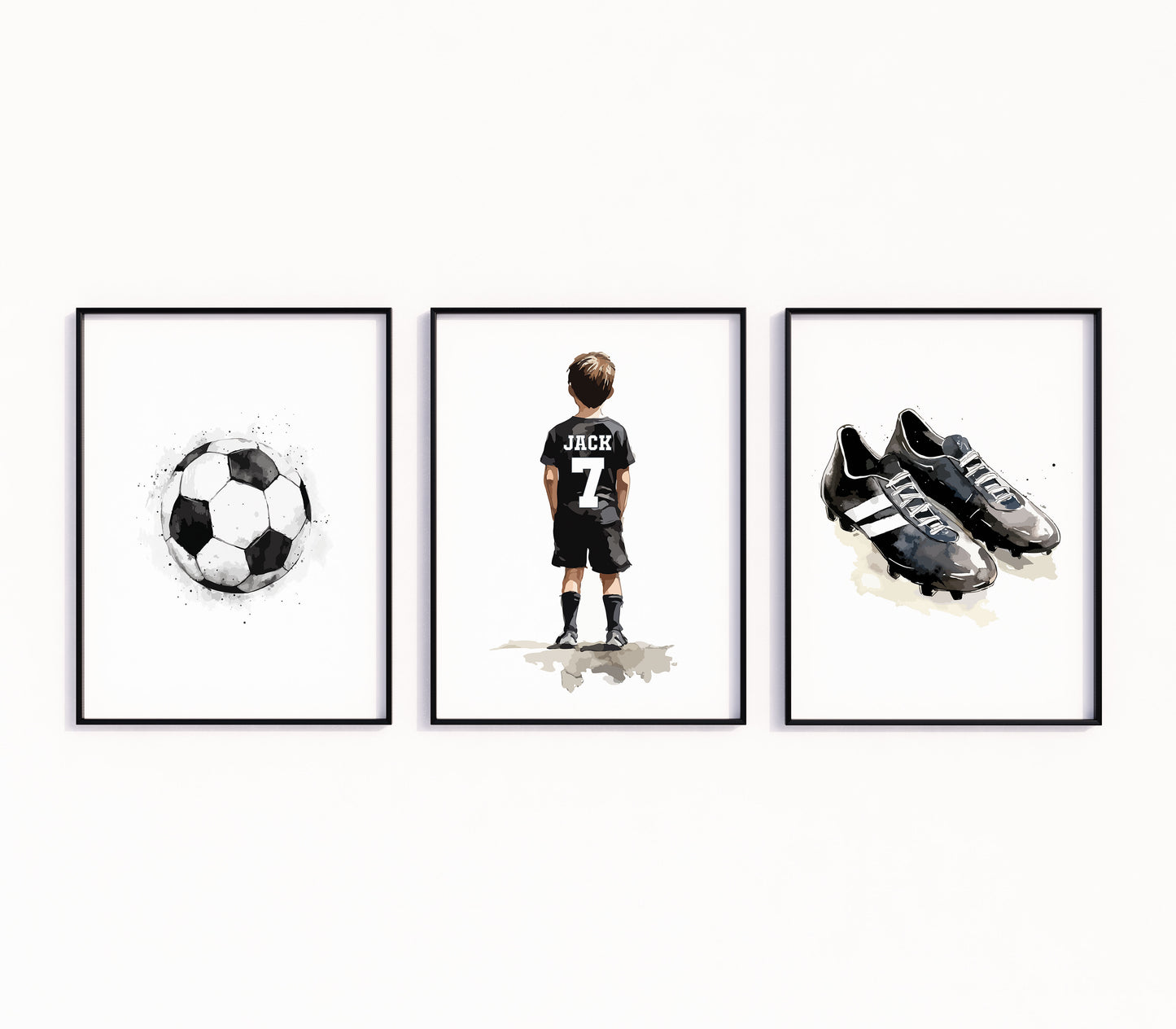 Football Wall Art Print For Boys Black Football Set