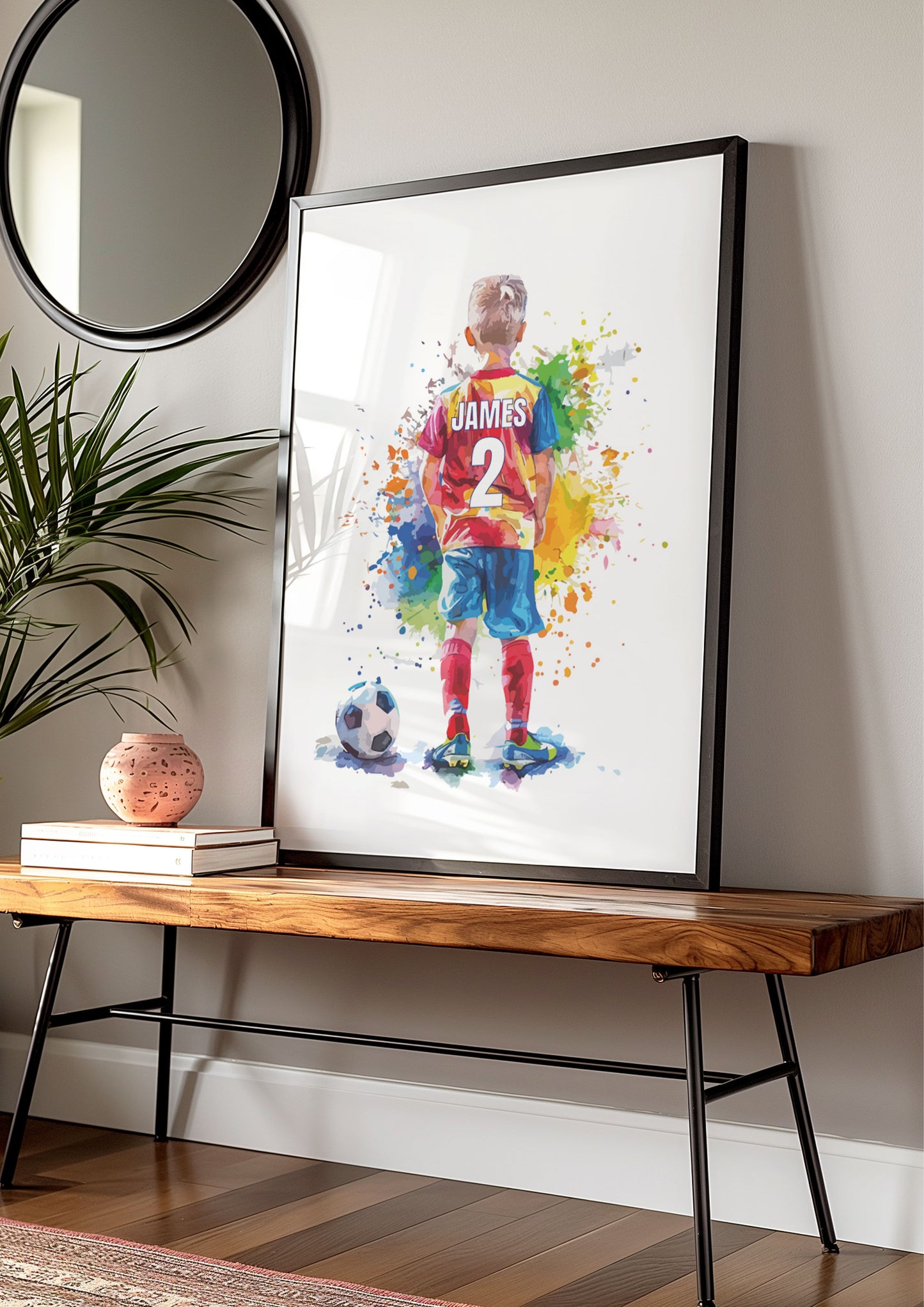 Personalised Single Watercolour Football Wall Art