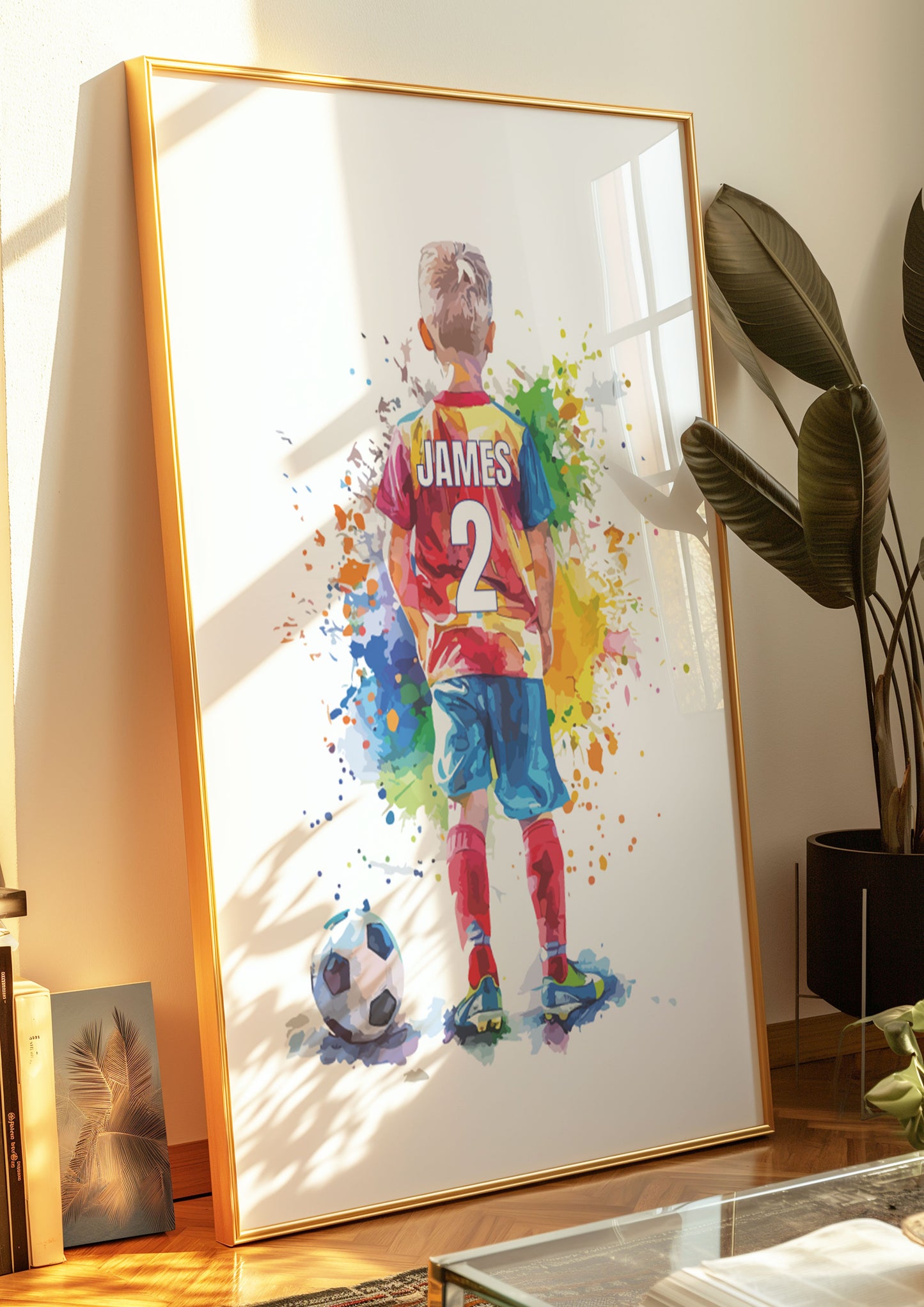 Personalised Single Watercolour Football Wall Art