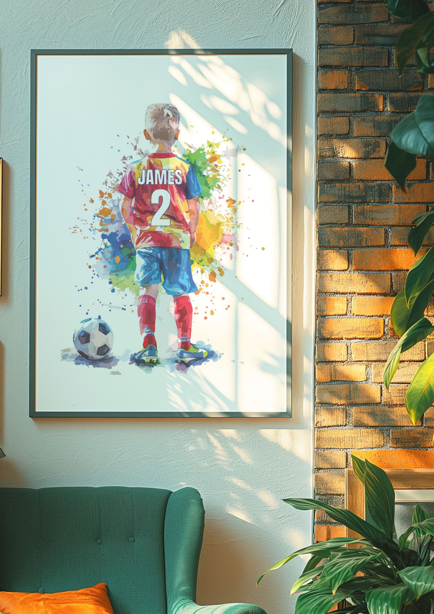 Personalised Single Watercolour Football Wall Art