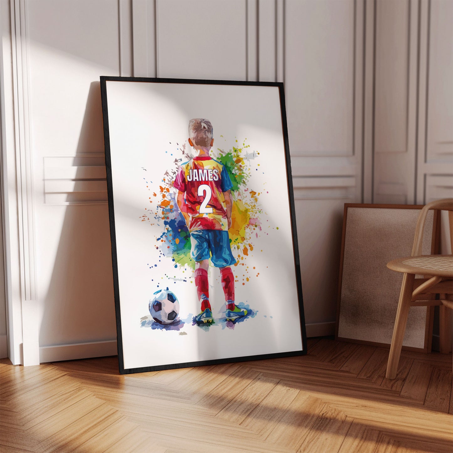 Personalised Single Watercolour Football Wall Art