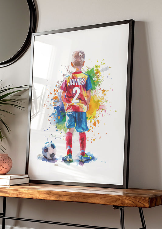 Personalised Single Watercolour Football Wall Art