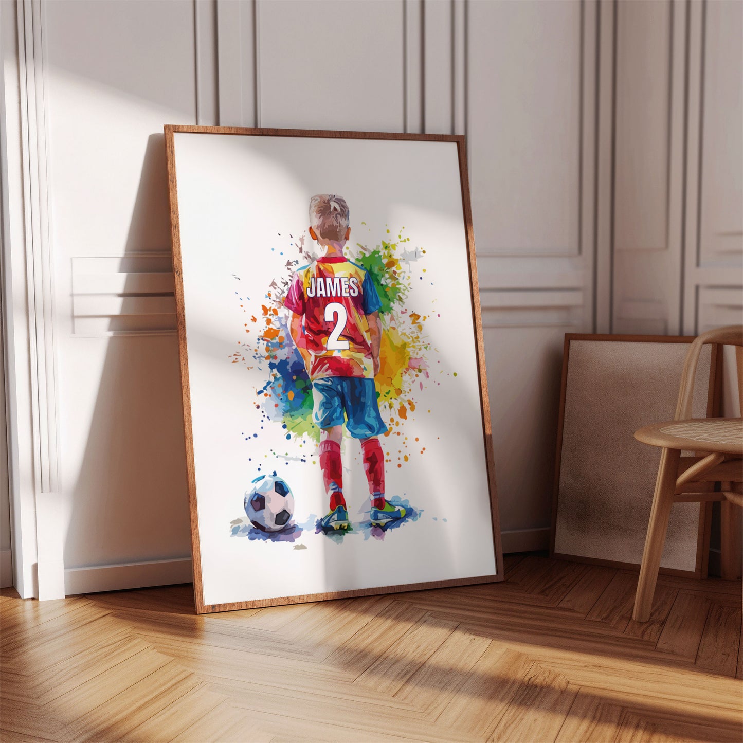 Personalised Single Watercolour Football Wall Art