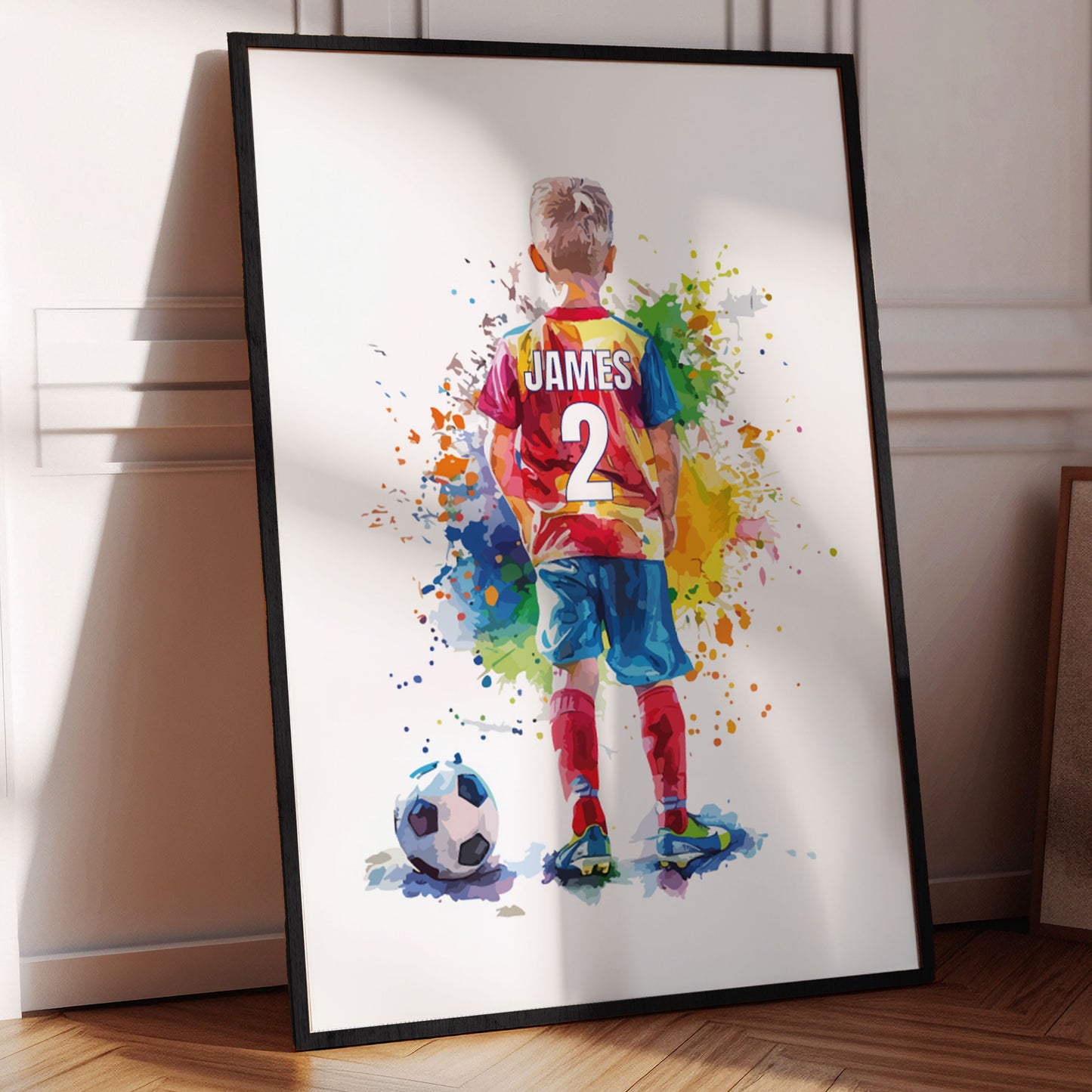 Personalised Single Watercolour Football Wall Art