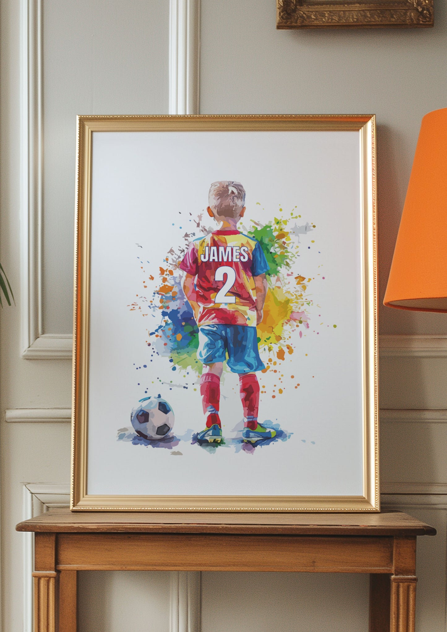 Personalised Single Watercolour Football Wall Art