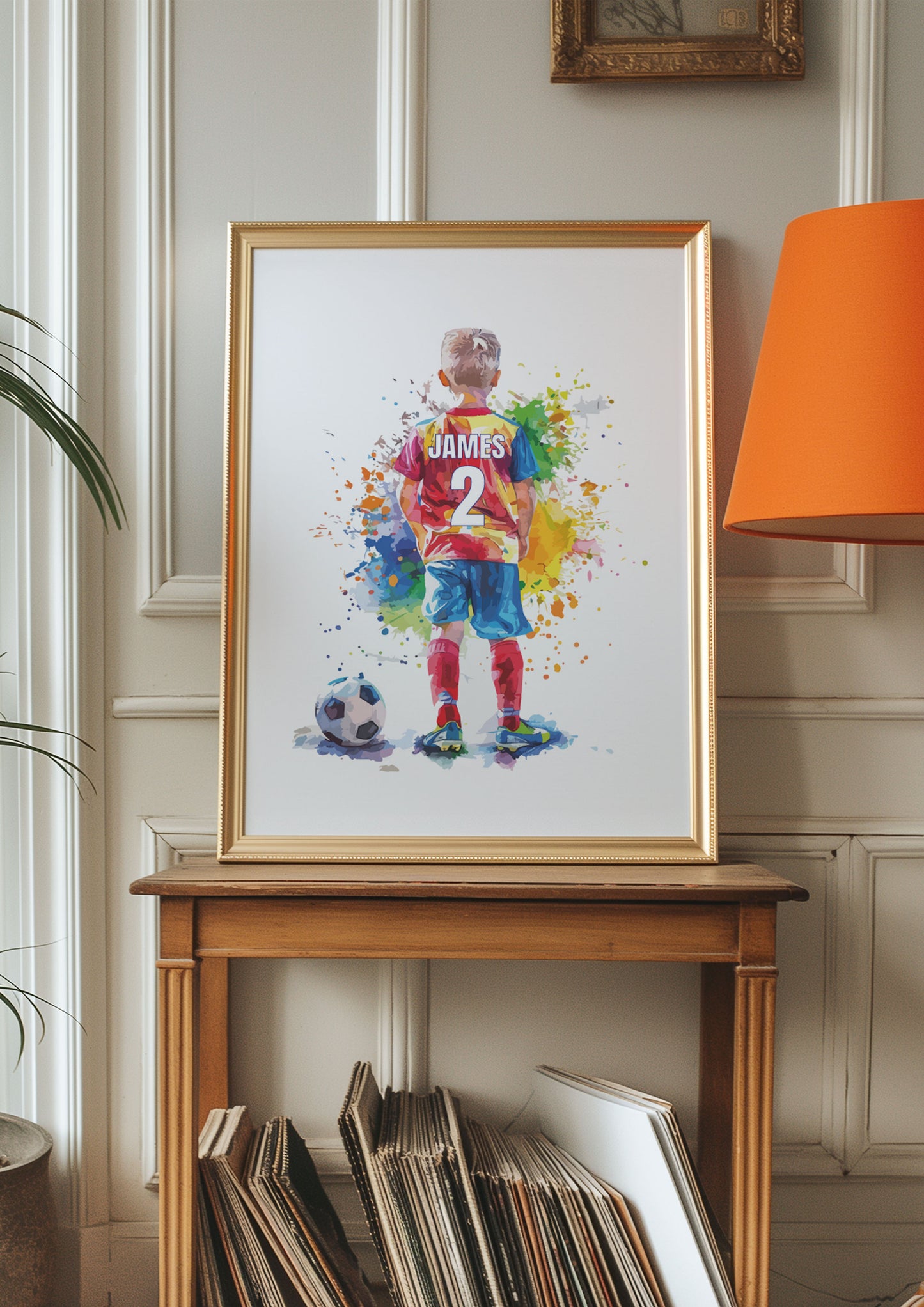 Personalised Single Watercolour Football Wall Art