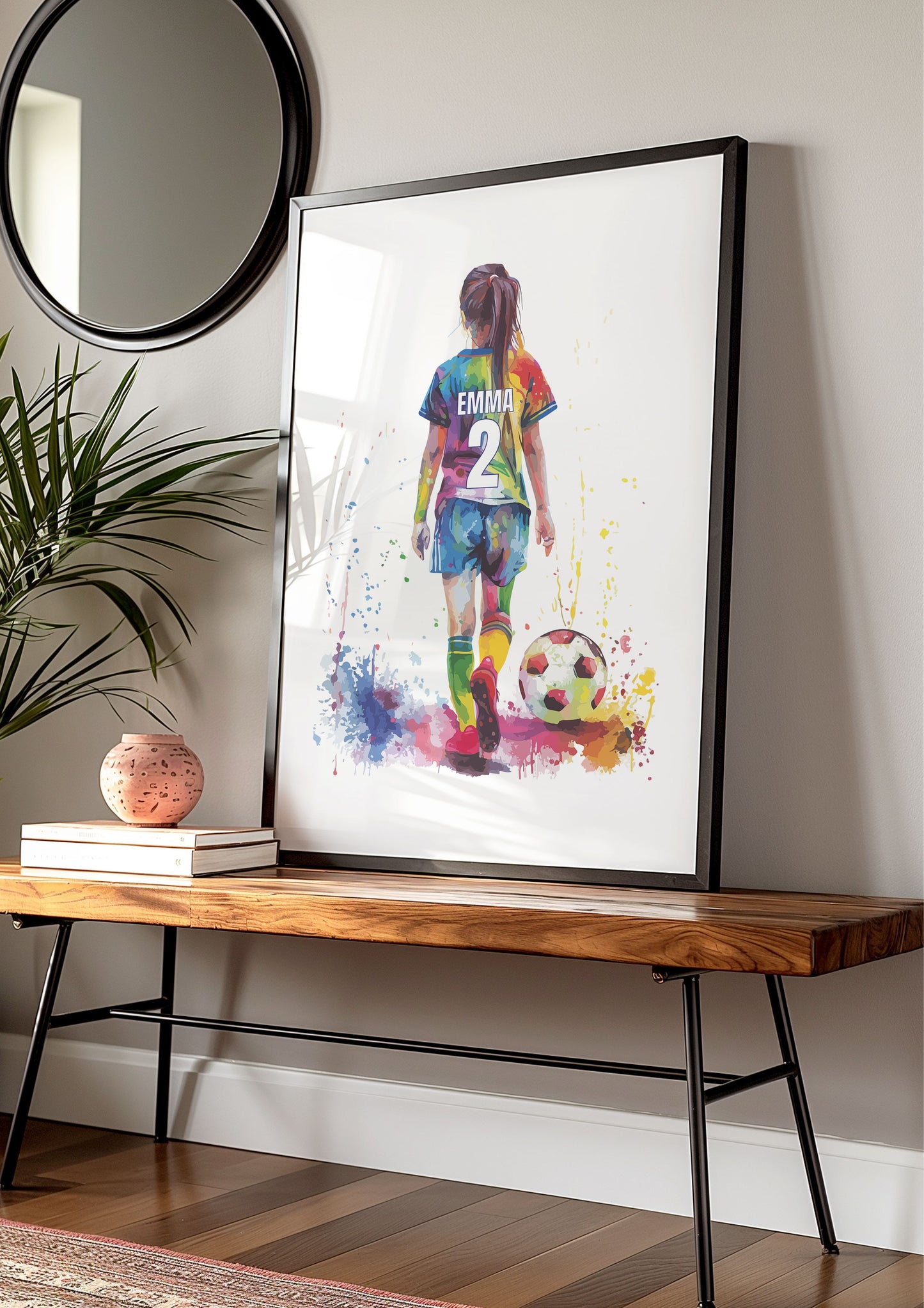 Personalised Football Wall Art Prints, Football Prints Girls Bedroom Decor, Kid Bedroom Football Decor, Football Shirt Name Print, Daughter