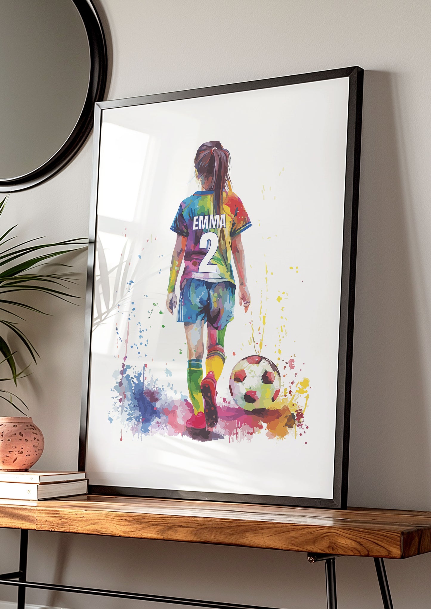 Personalised Football Wall Art Prints, Football Prints Girls Bedroom Decor, Kid Bedroom Football Decor, Football Shirt Name Print, Daughter