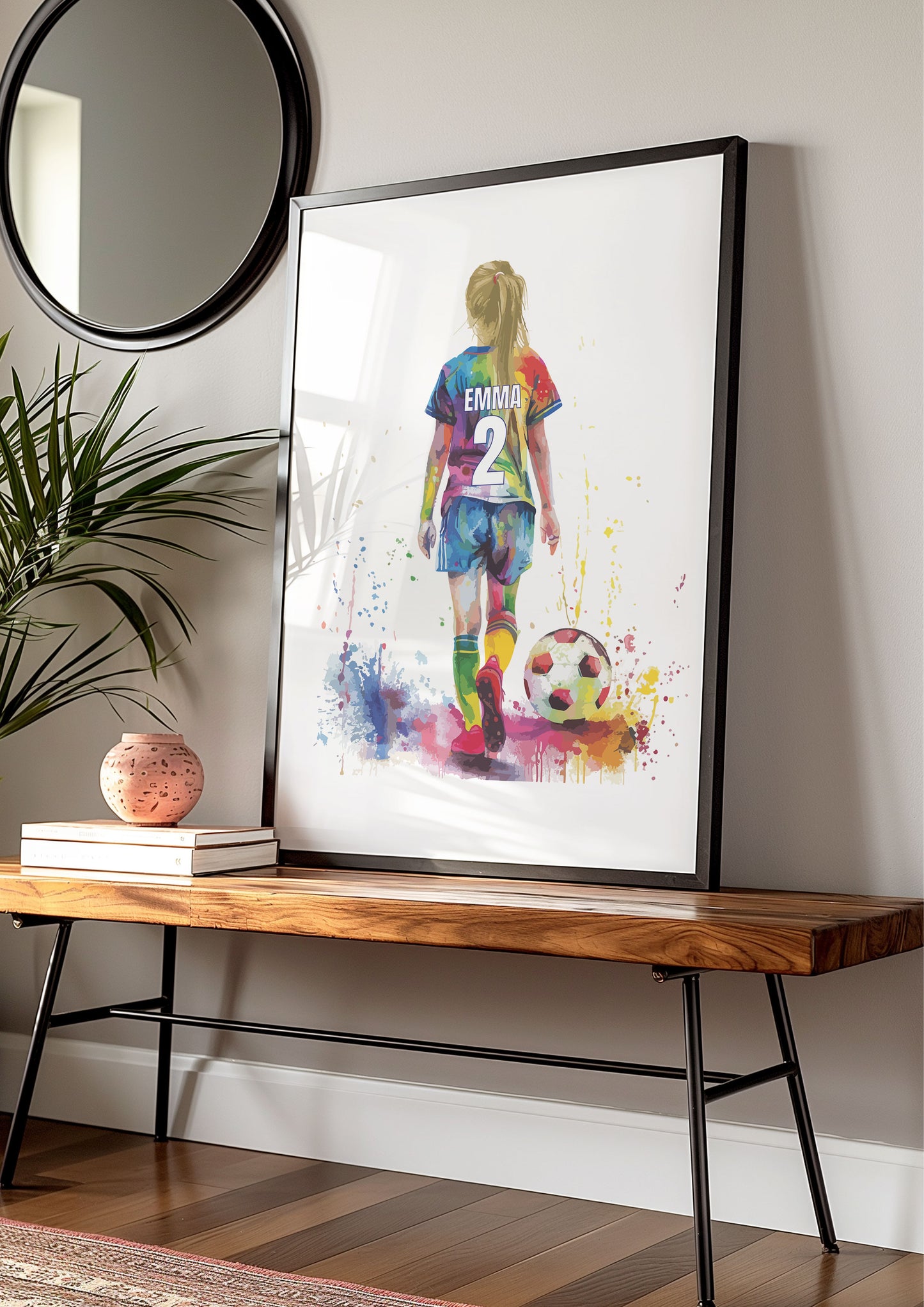 Personalised Football Wall Art Prints, Football Prints Girls Bedroom Decor, Kid Bedroom Football Decor, Football Shirt Name Print, Daughter