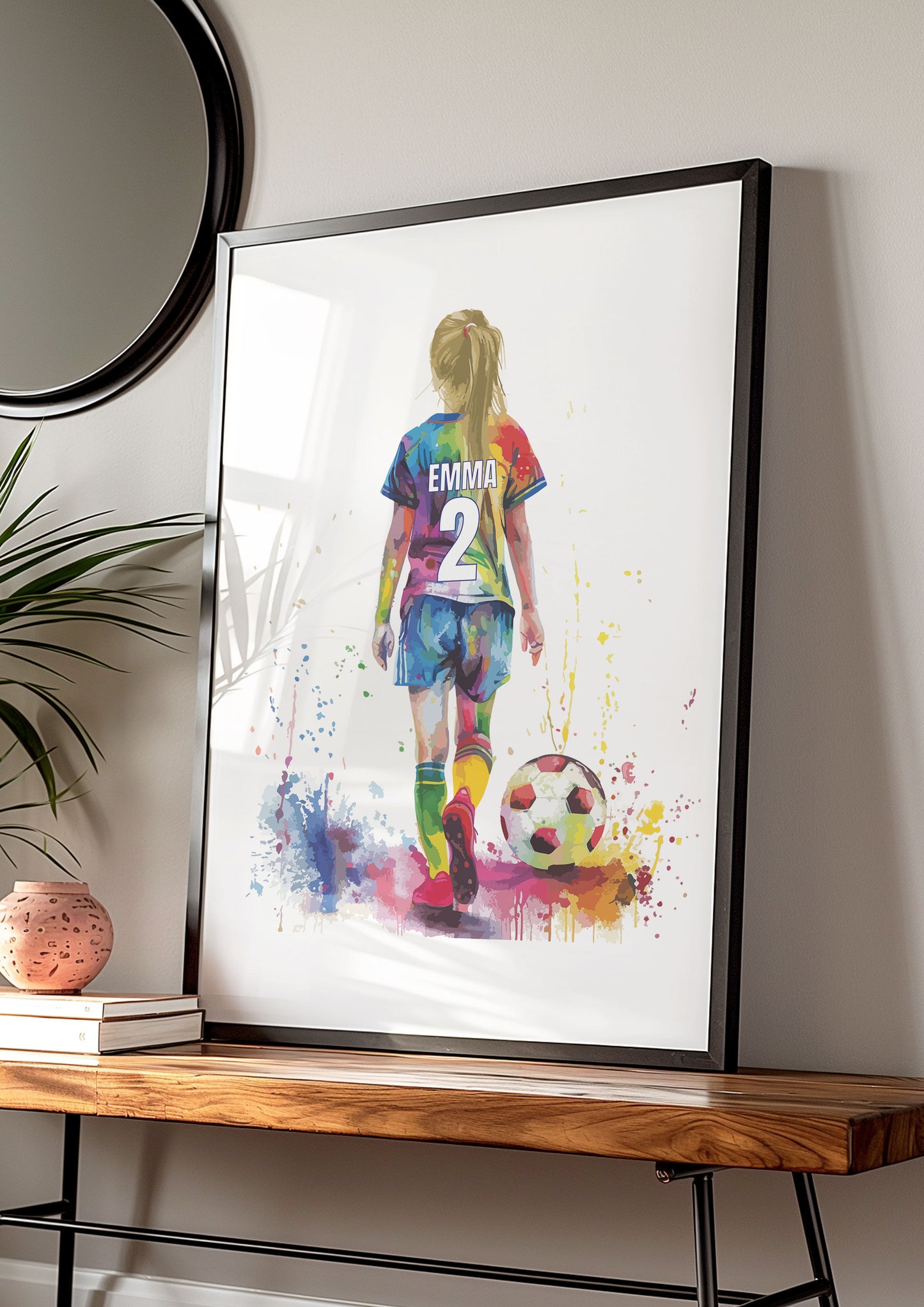 Personalised Football Wall Art Prints, Football Prints Girls Bedroom Decor, Kid Bedroom Football Decor, Football Shirt Name Print, Daughter