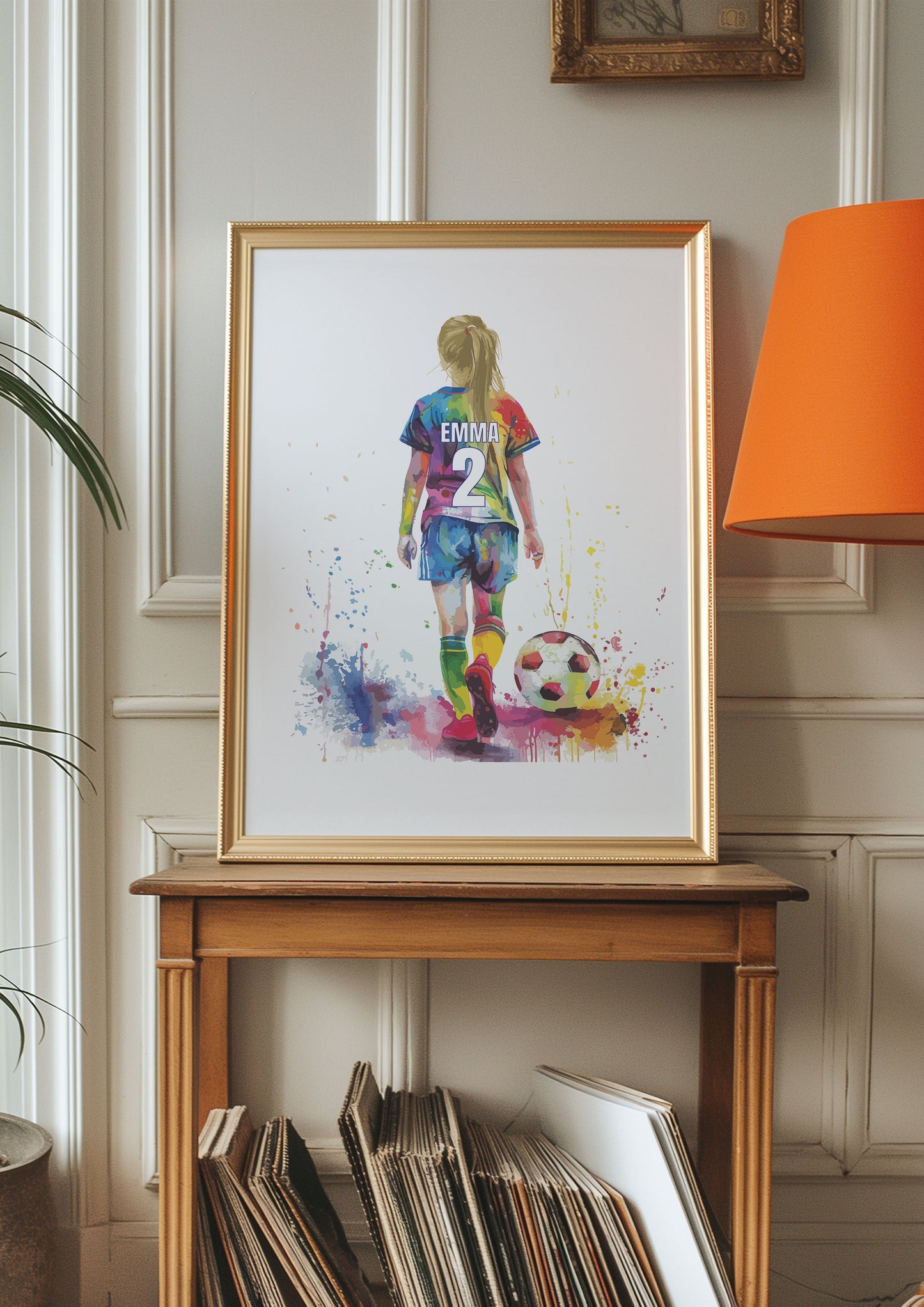 Personalised Football Wall Art Prints, Football Prints Girls Bedroom Decor, Kid Bedroom Football Decor, Football Shirt Name Print, Daughter