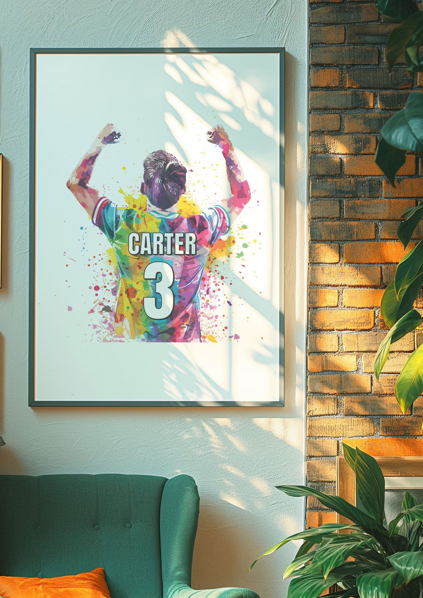 Personalised Multi Coloured Football Wall Art Print