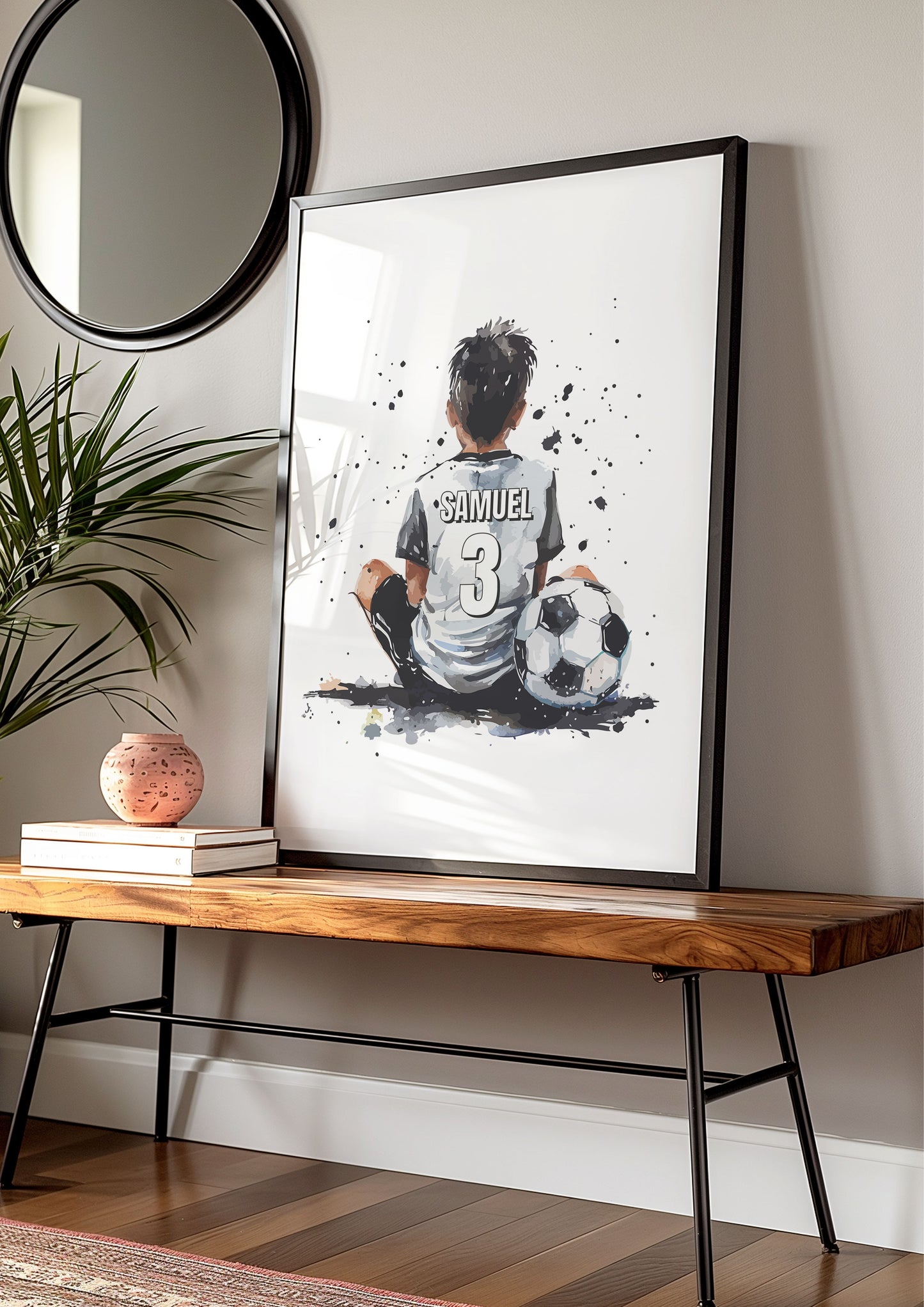 Personalised Sitting Football Print For Boys