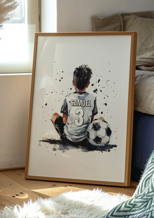 Personalised Sitting Football Print For Boys