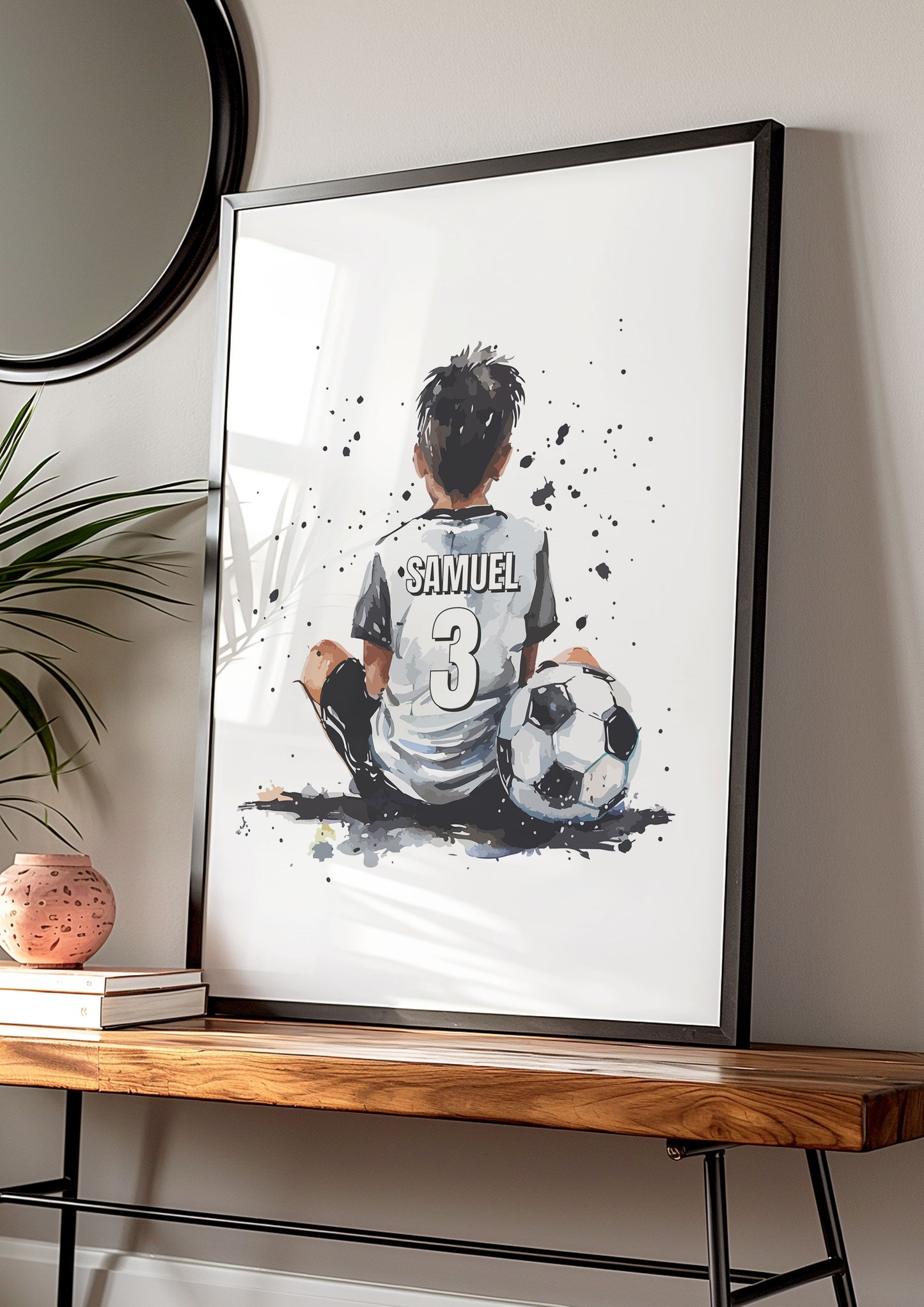 Personalised Sitting Football Print For Boys