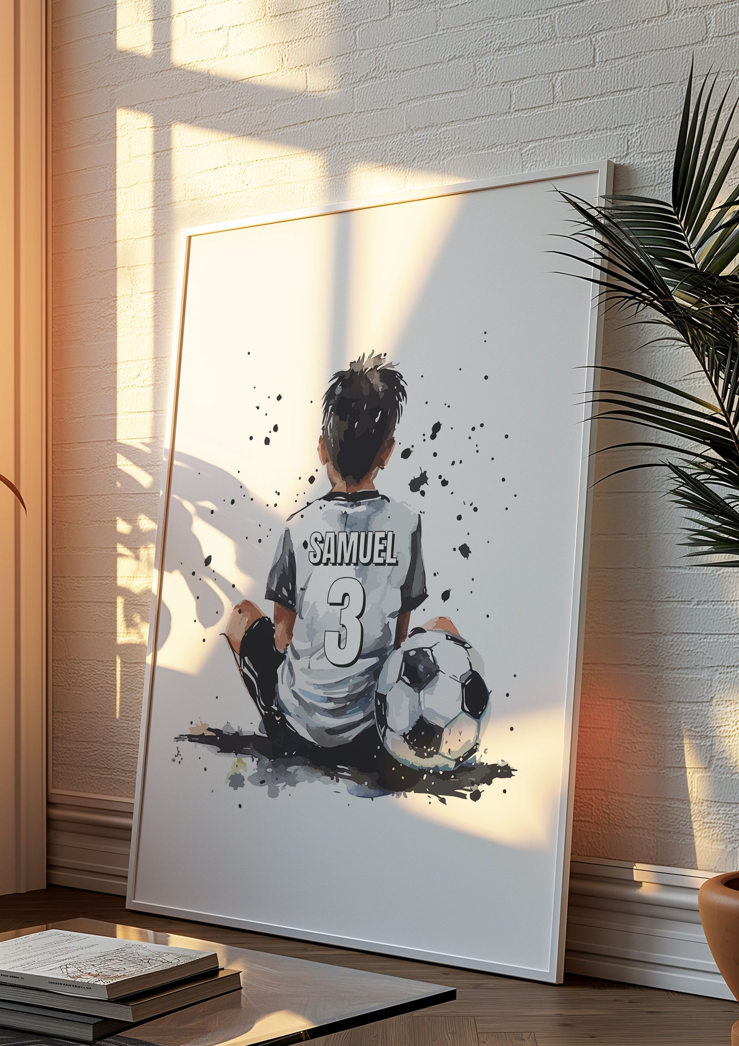 Personalised Sitting Football Print For Boys