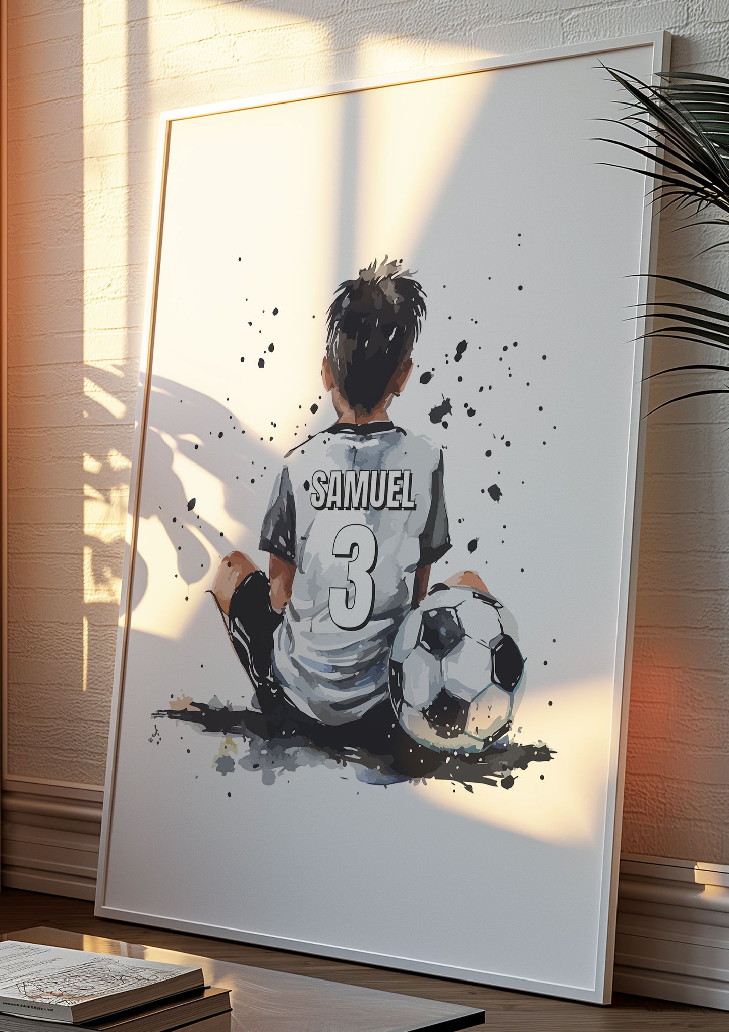 Personalised Sitting Football Print For Boys