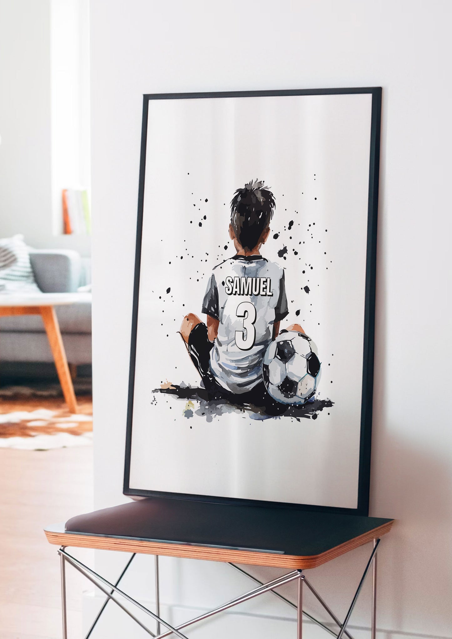 Personalised Sitting Football Print For Boys