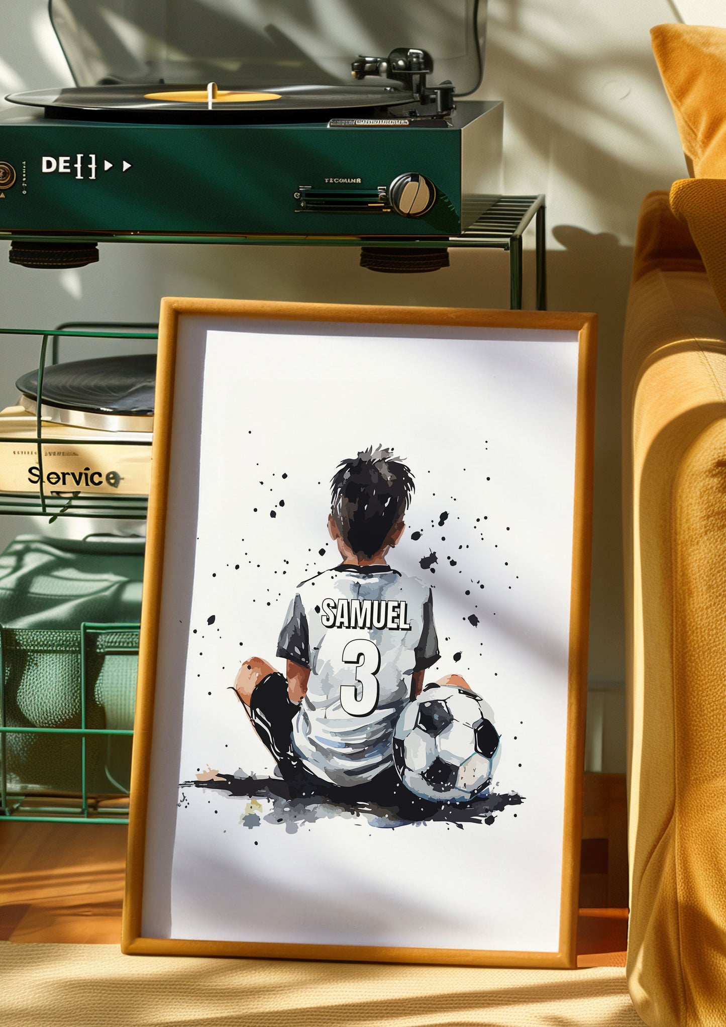 Personalised Sitting Football Print For Boys