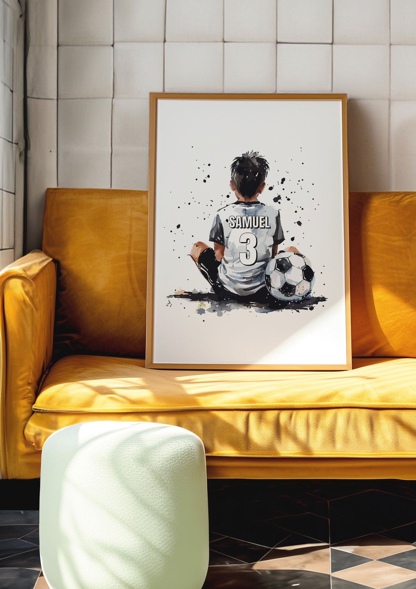 Personalised Sitting Football Print For Boys