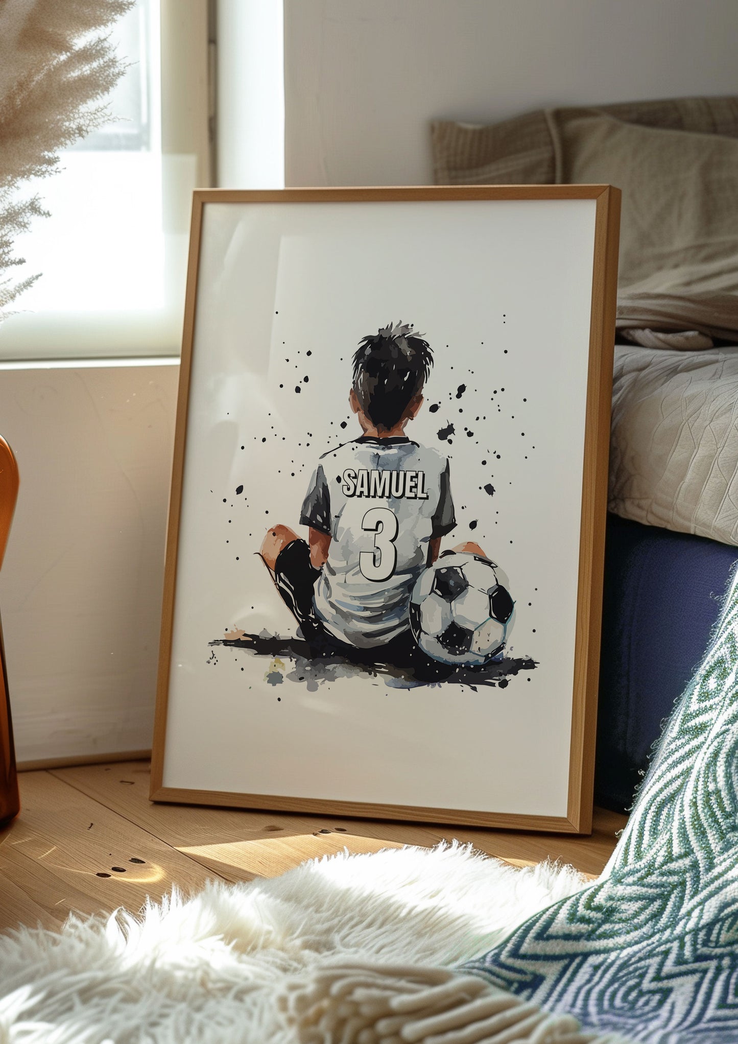 Personalised Sitting Football Print For Boys