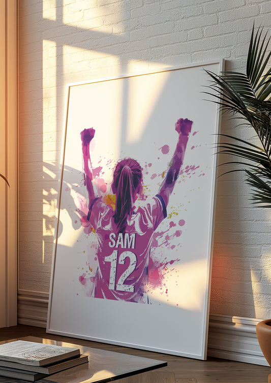 Personalised Football Prints Girls Bedroom Decor, Kid Bedroom Football Decor, Football Shirt Name Print,Personalised Football Wall Art Print