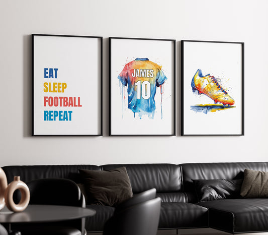 Watercolour Football Shirt And Quote Print