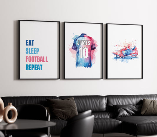 Set of 3 Soccer Wall Art For Boys & Girls Room