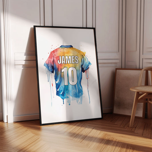 Personalised Football Shirt Watercolour Name Print