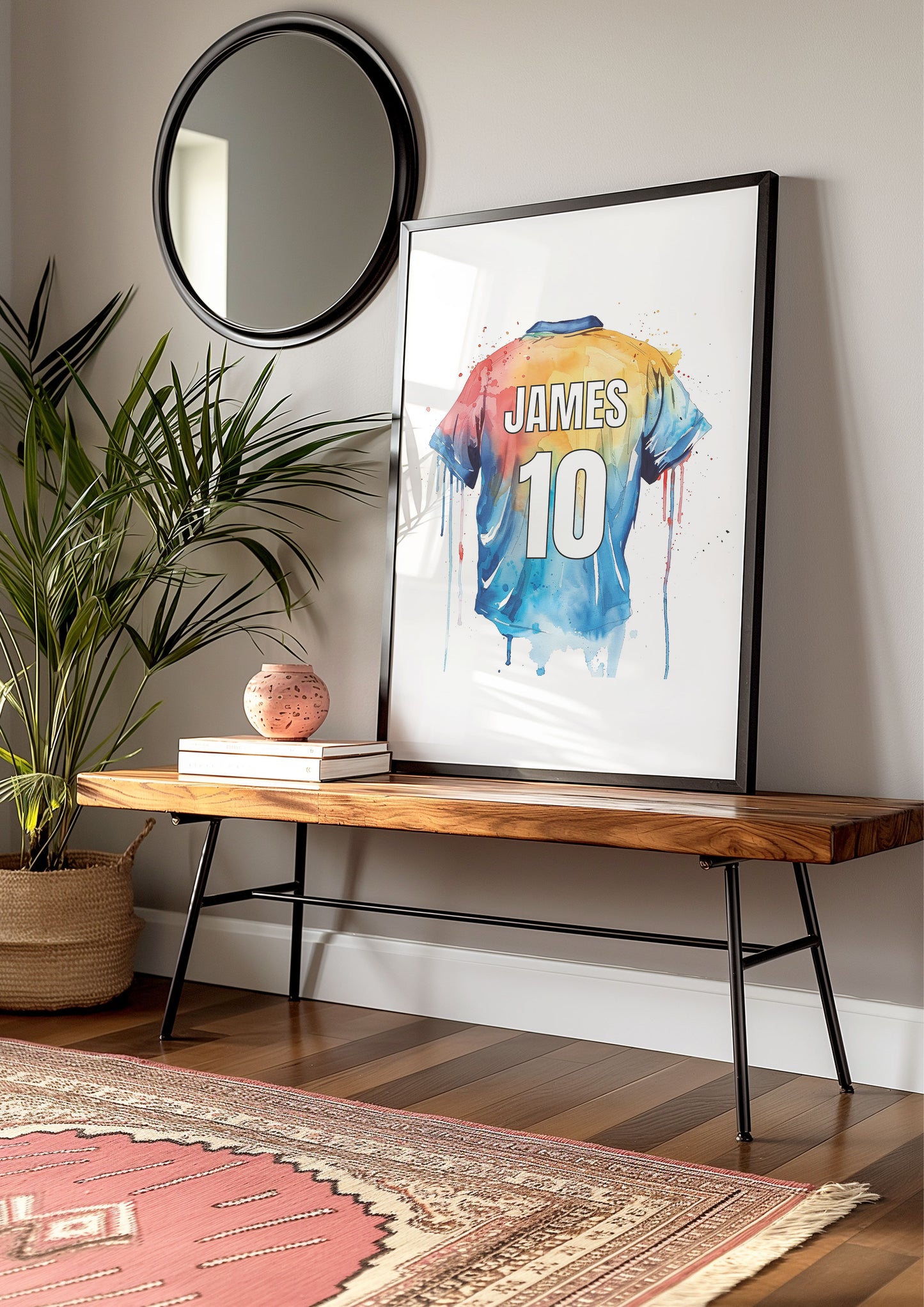 Personalised Football Shirt Watercolour Name Print