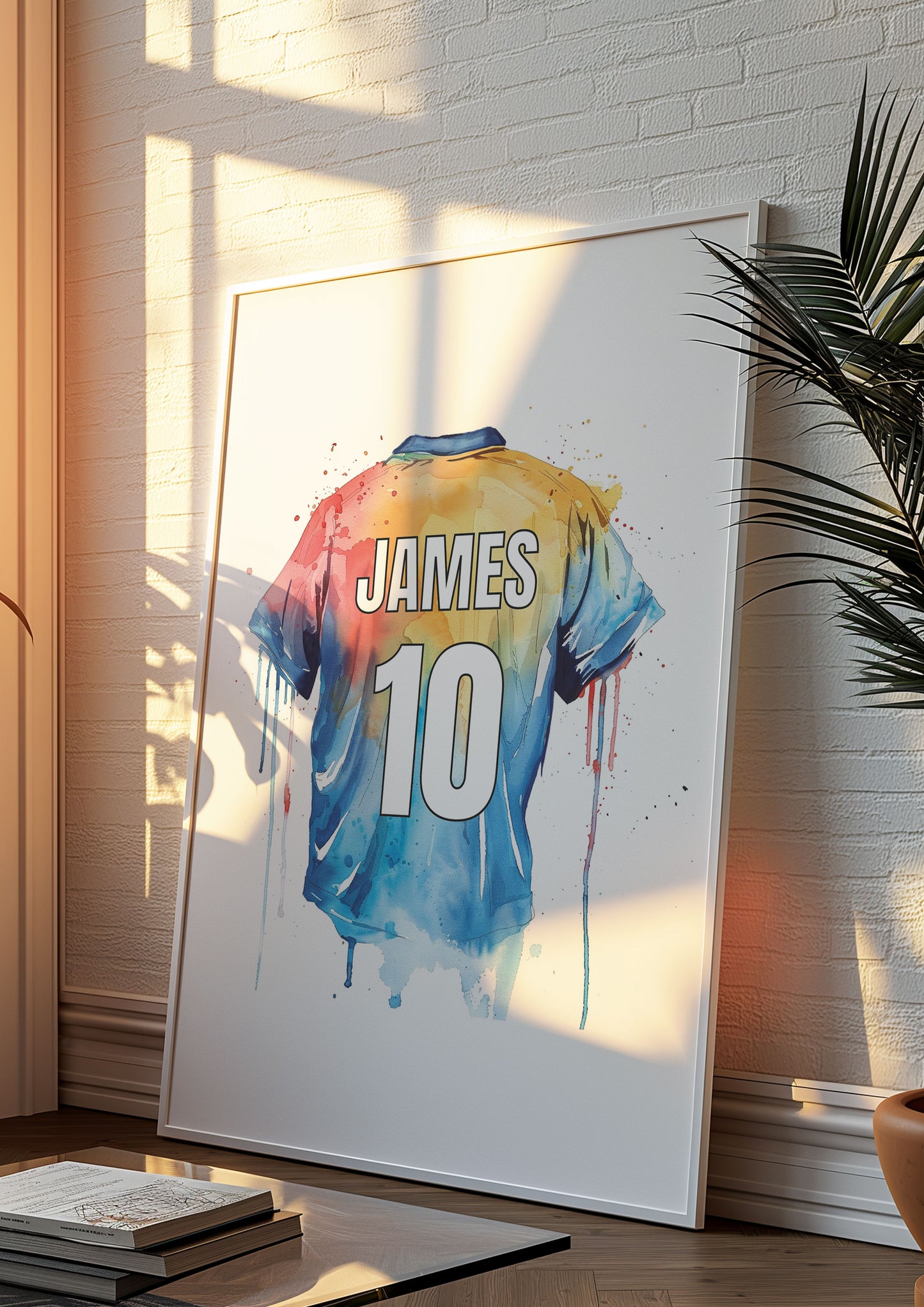 Personalised Football Shirt Watercolour Name Print