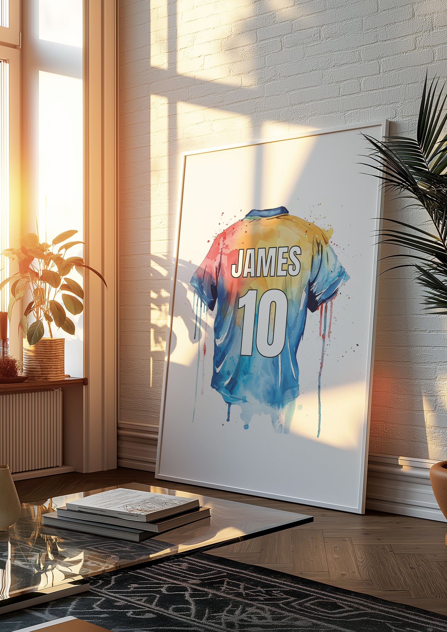 Personalised Football Shirt Watercolour Name Print