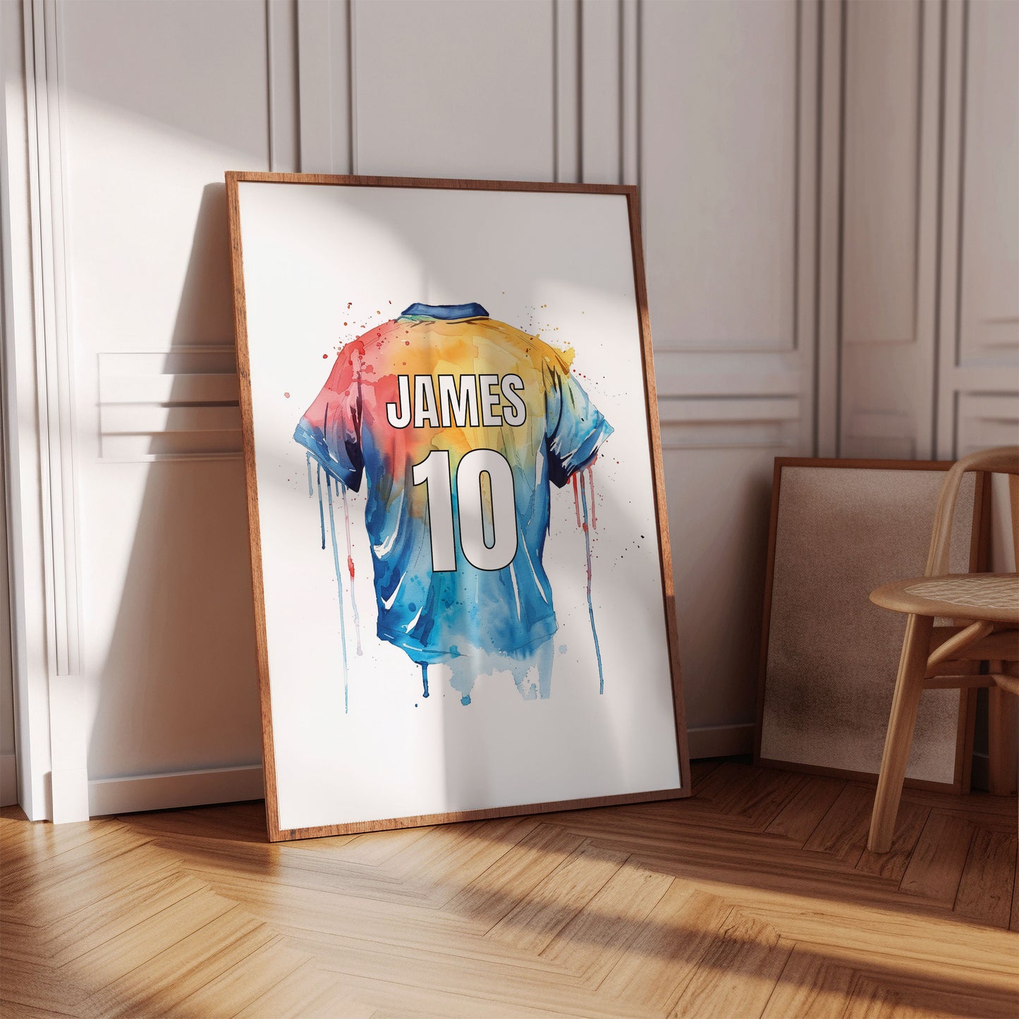 Personalised Football Shirt Watercolour Name Print