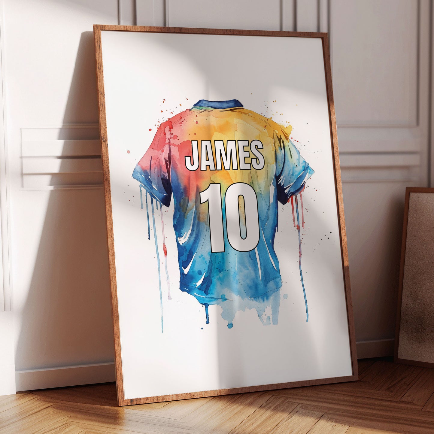 Personalised Football Shirt Watercolour Name Print