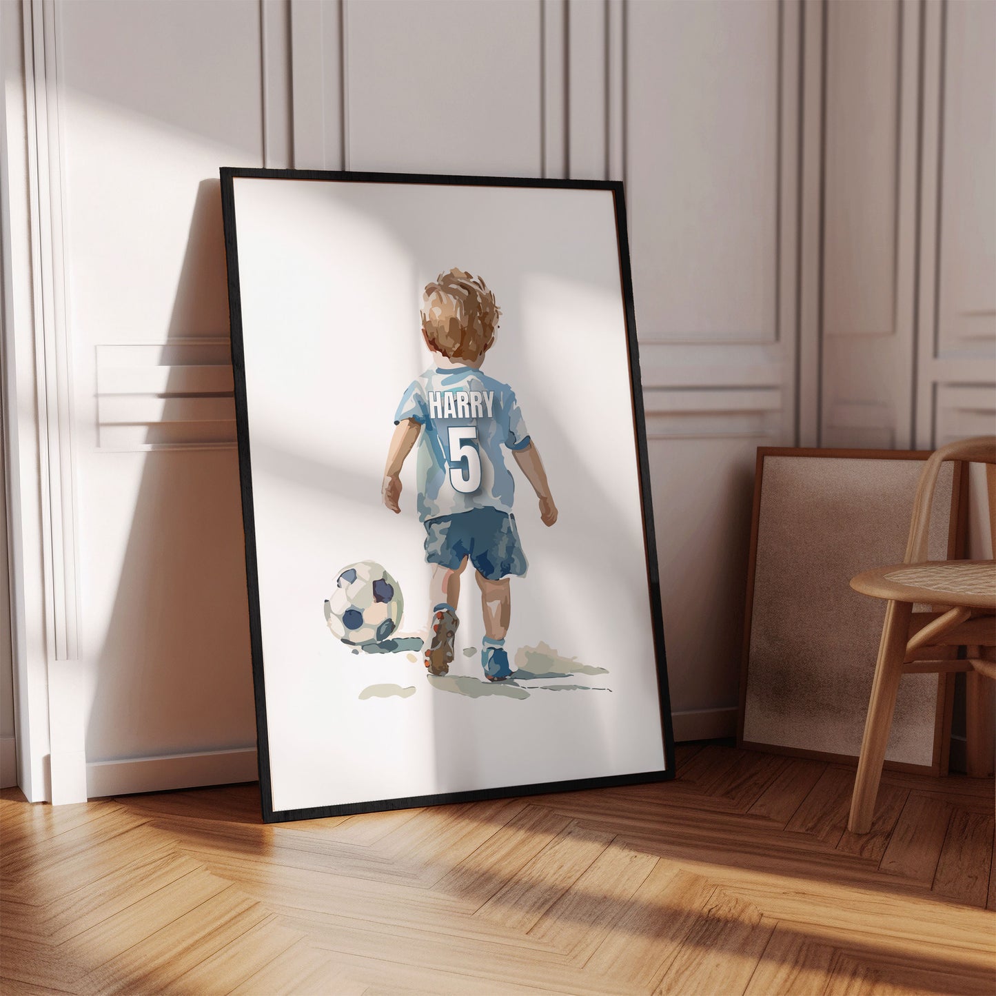 Personalised Young Boy Football Wall Art