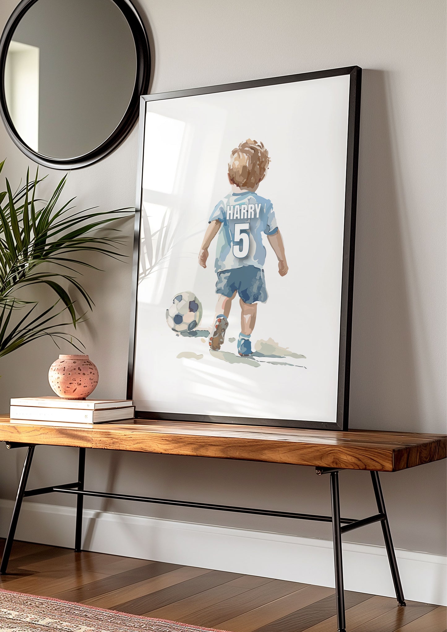 Personalised Young Boy Football Wall Art