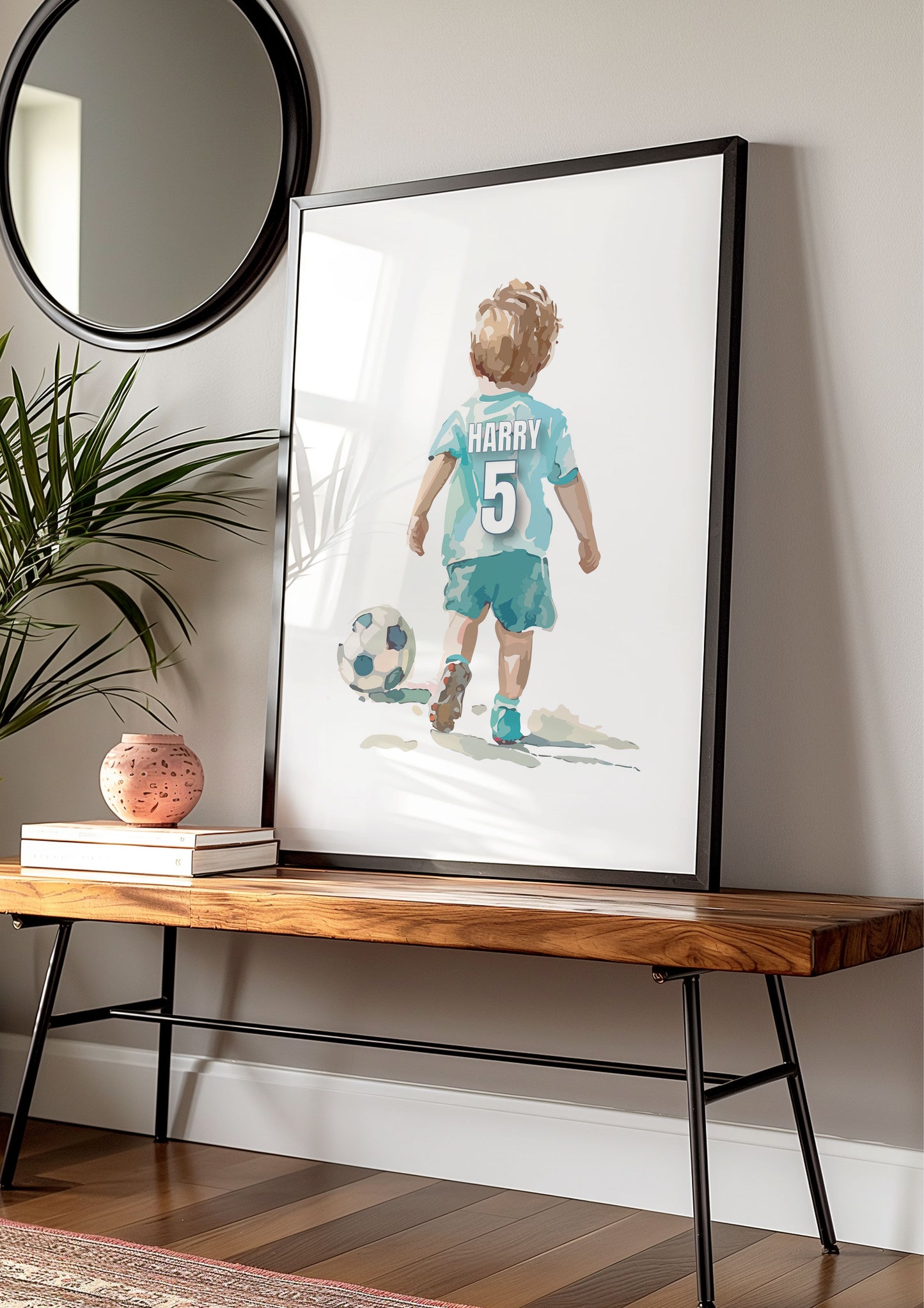 Personalised Young Boy Football Wall Art