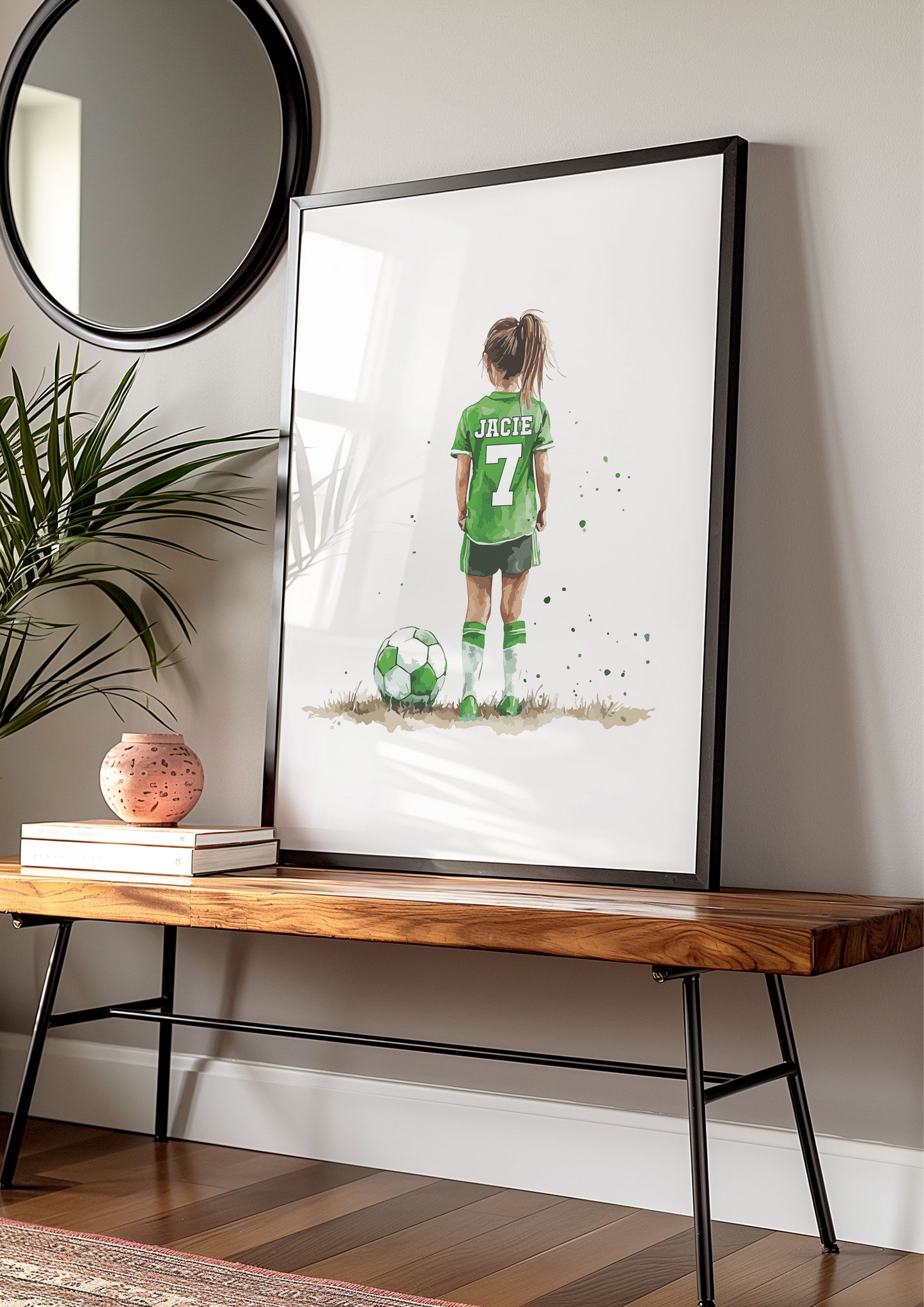 Personalised Football Wall Art Prints Personalised Football Prints Girl Bedroom Decor, Kid Bedroom Football Decor, Football Shirt Name Print