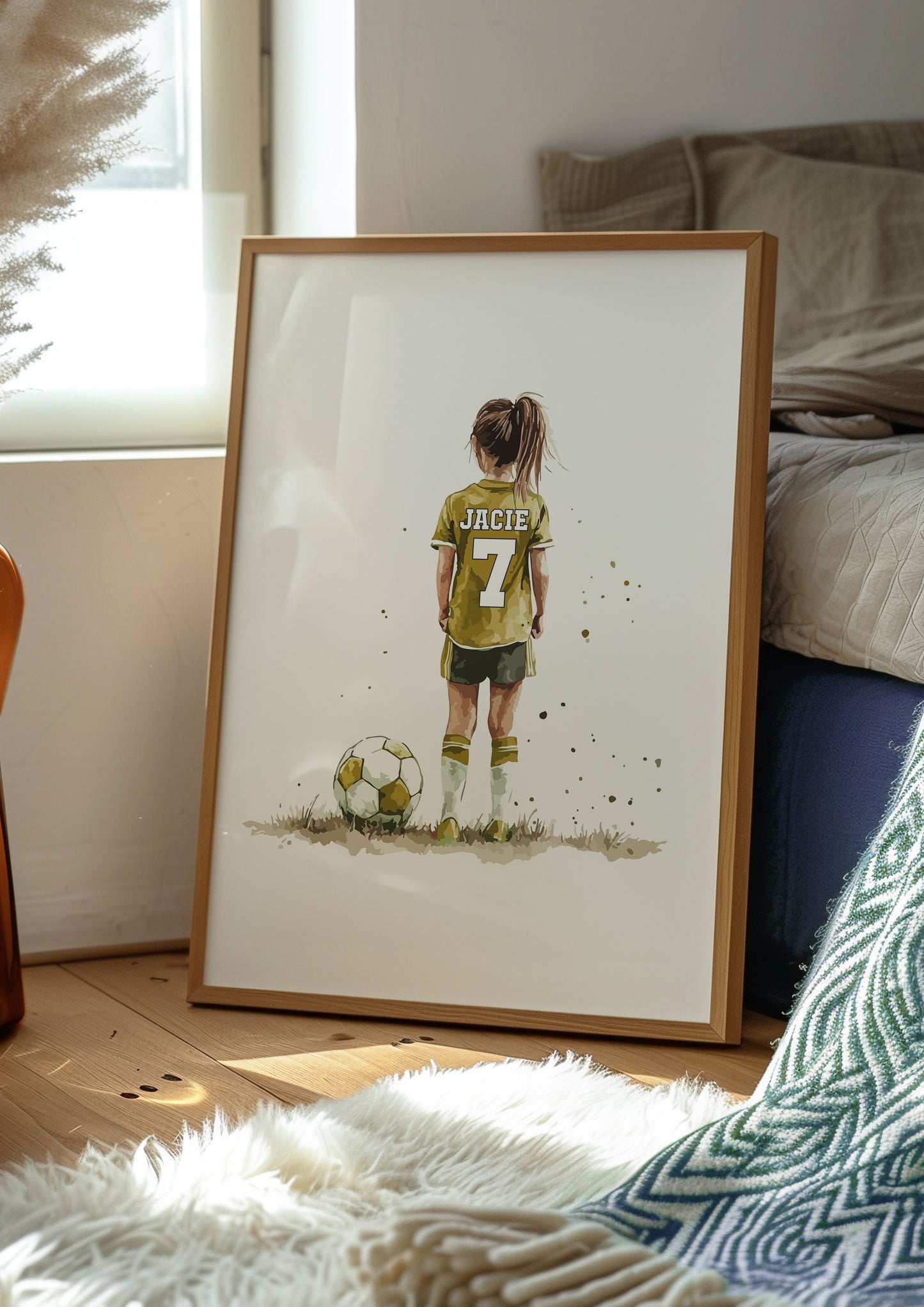 Personalised Football Wall Art Prints Personalised Football Prints Girl Bedroom Decor, Kid Bedroom Football Decor, Football Shirt Name Print