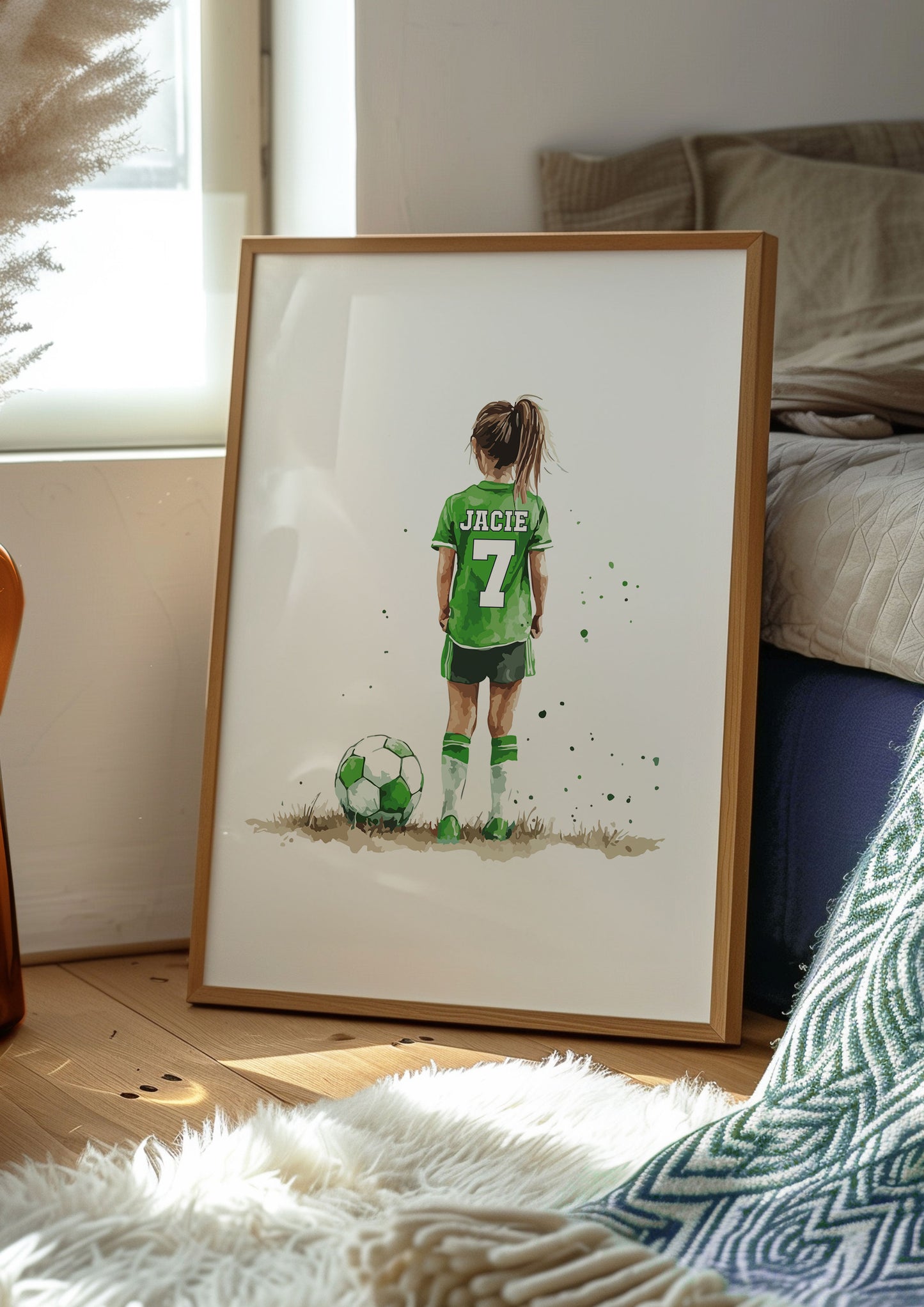 Personalised Football Wall Art Prints Personalised Football Prints Girl Bedroom Decor, Kid Bedroom Football Decor, Football Shirt Name Print