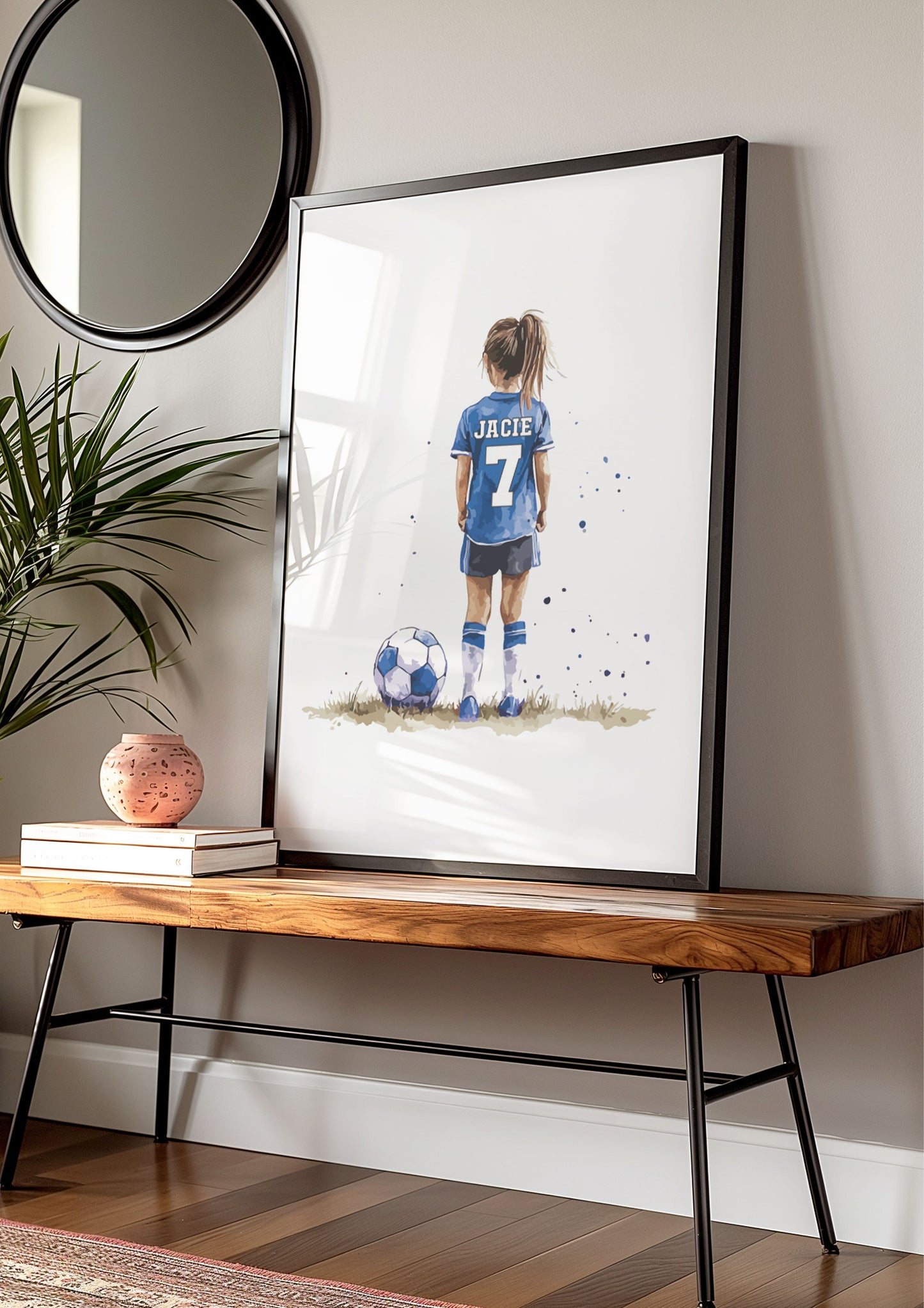 Personalised Football Wall Art Prints Personalised Football Prints Girl Bedroom Decor, Kid Bedroom Football Decor, Football Shirt Name Print