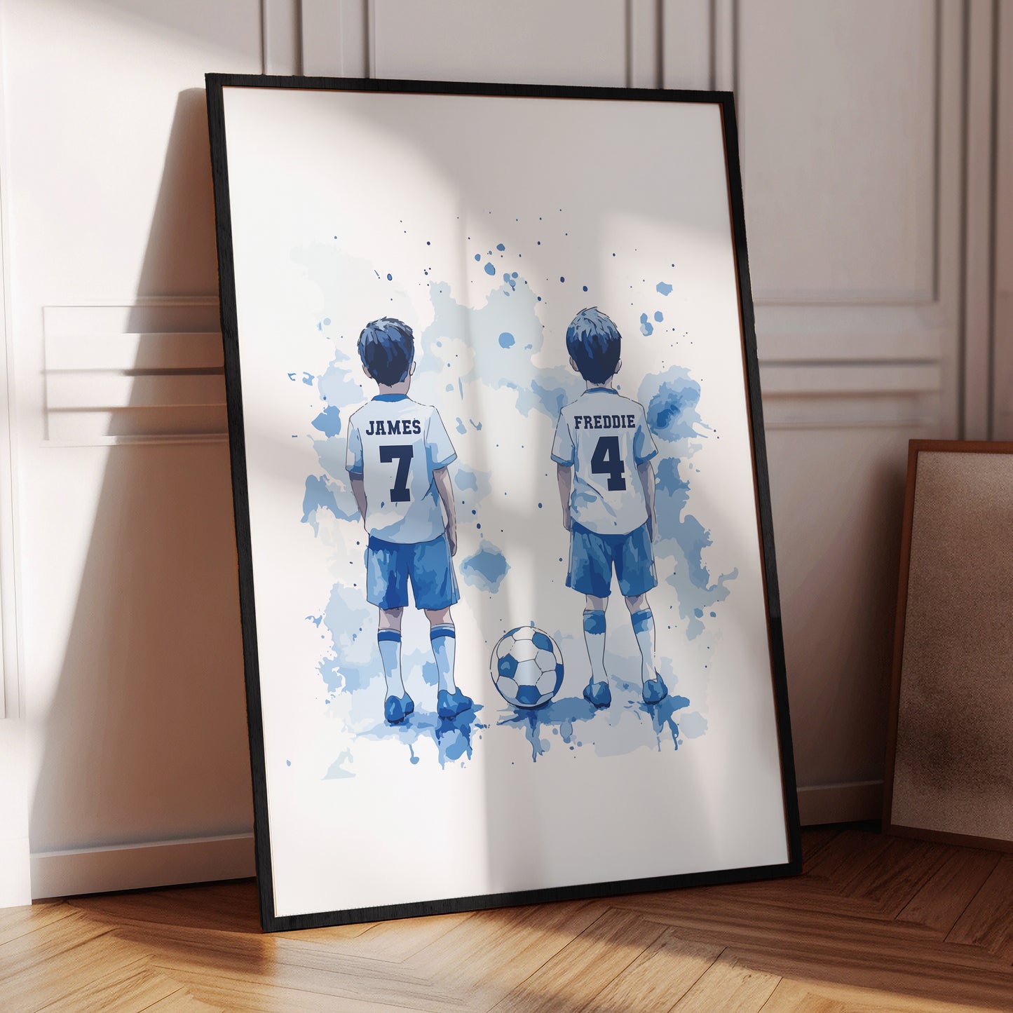 Football Wall Art Print, Personalised Custom Name Football Prints, Boys Bedroom Decor, Kid Bedroom Football Decor, Football Shirt Name Print